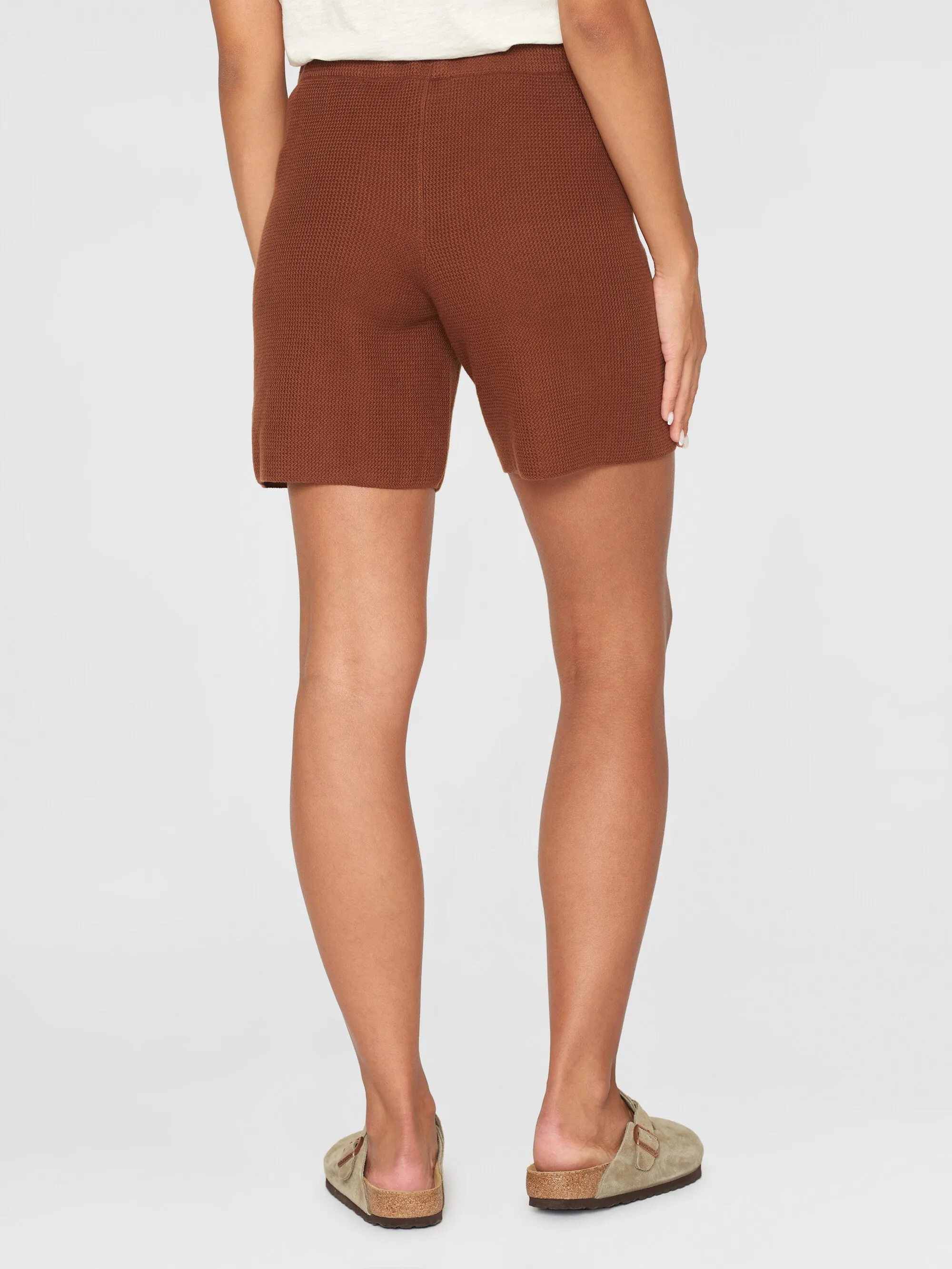 GALE mid-rise cotton racking stitch shorts - GOTS/Vegan - Tiramisu