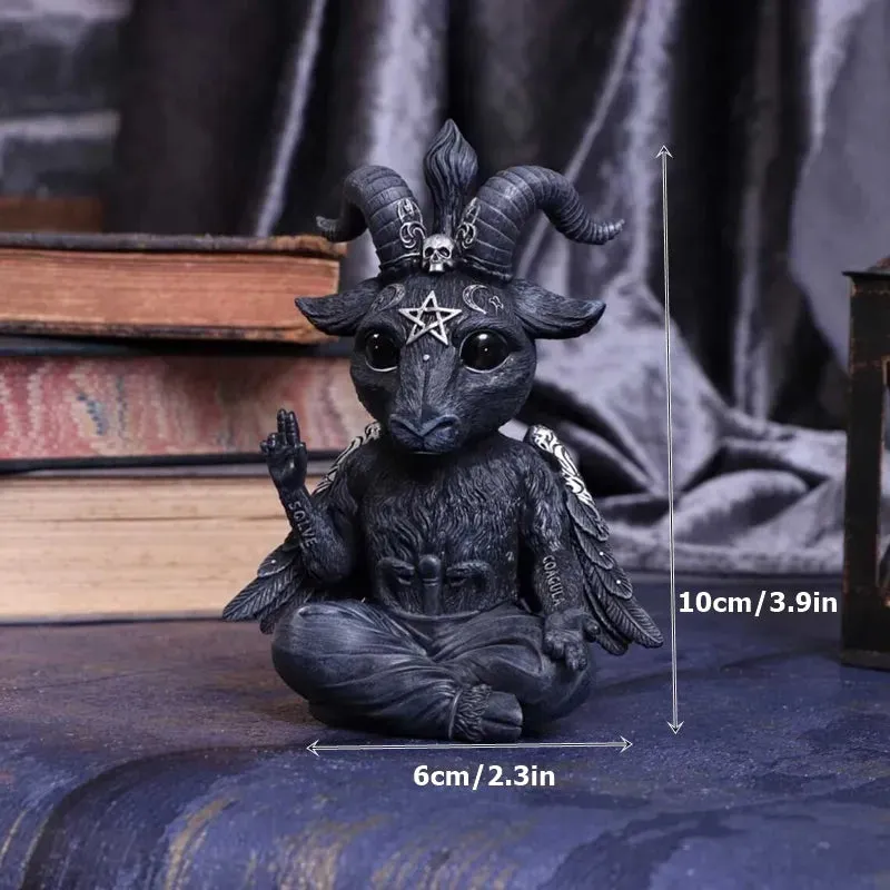 Garden Witch Cat Sculpture Gothic Kitten Decoration Halloween Magic Cat Statue Resin Craft Ornament Home Outdoor Courtyard Decor