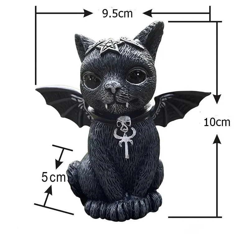 Garden Witch Cat Sculpture Gothic Kitten Decoration Halloween Magic Cat Statue Resin Craft Ornament Home Outdoor Courtyard Decor