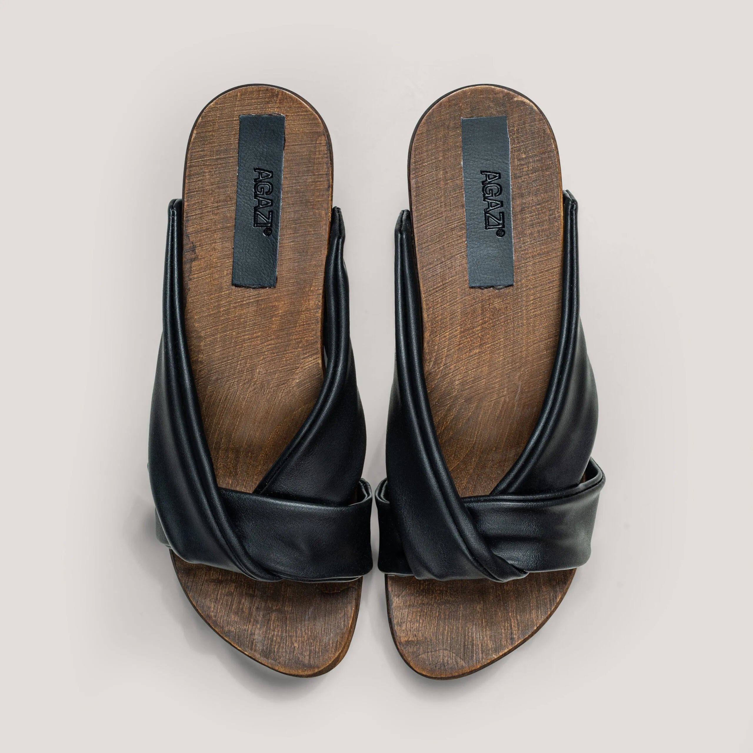 Grape Leather Vegan Wooden Clogs | Black