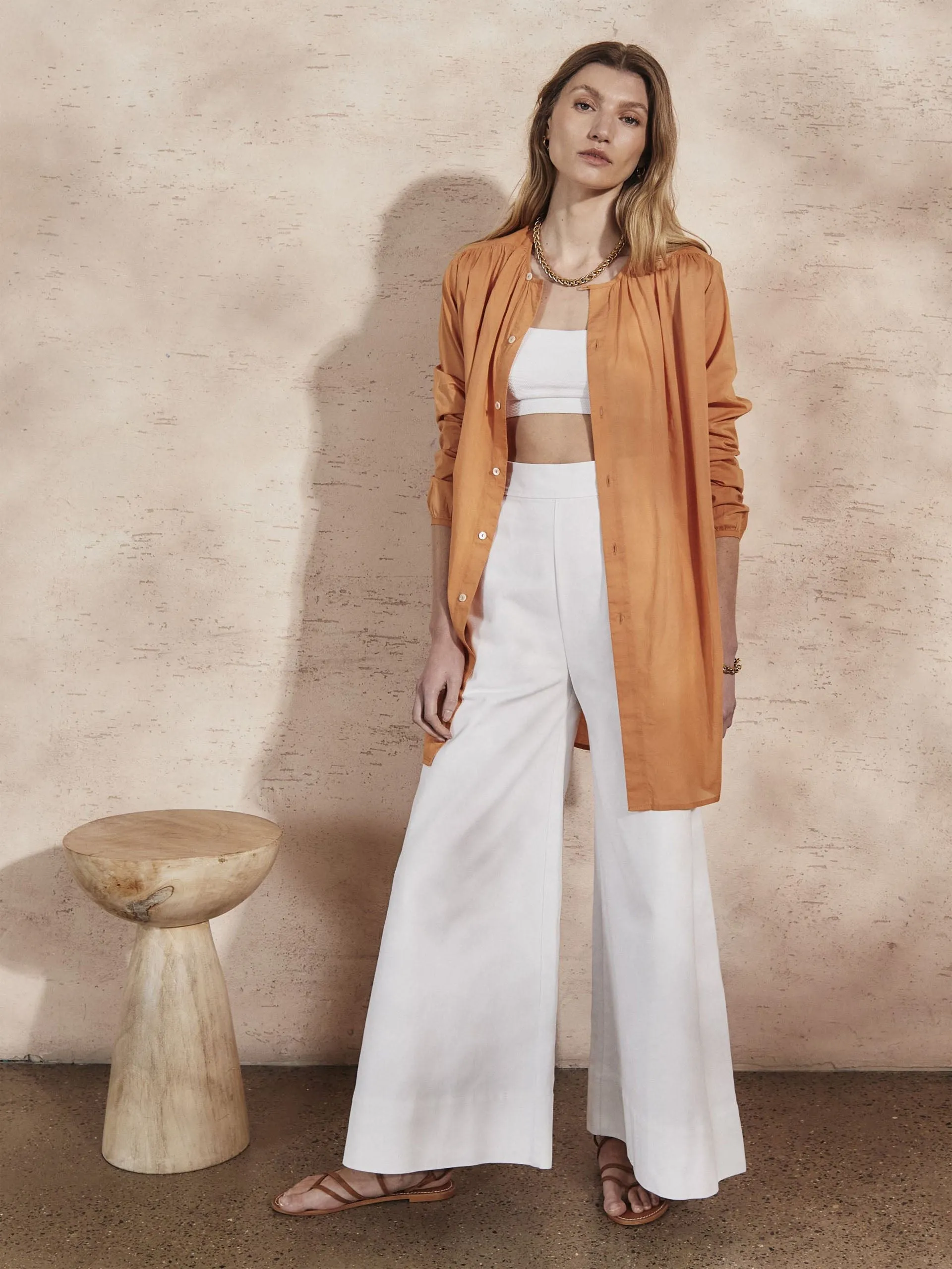 Greta white cotton drill trousers