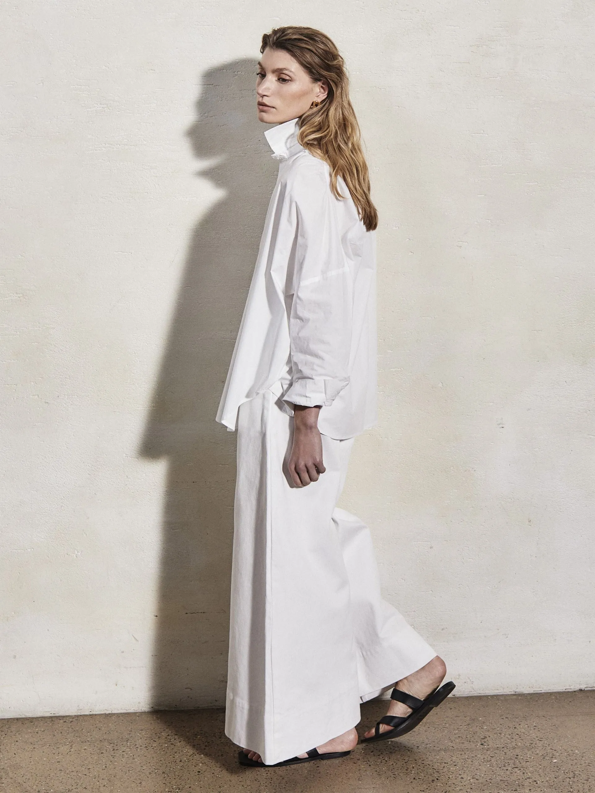 Greta white cotton drill trousers