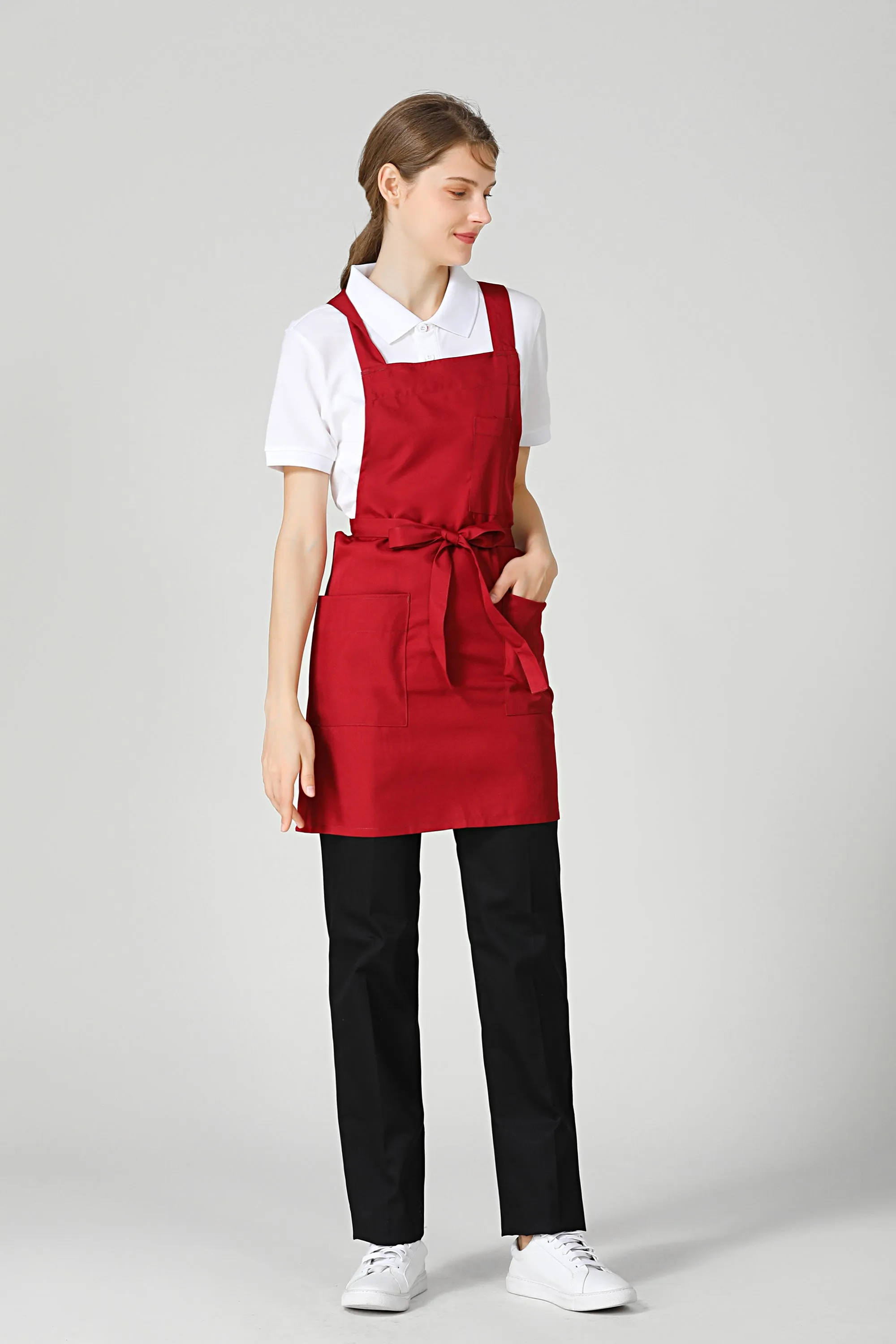 Gretel Maroon Service Bib Apron