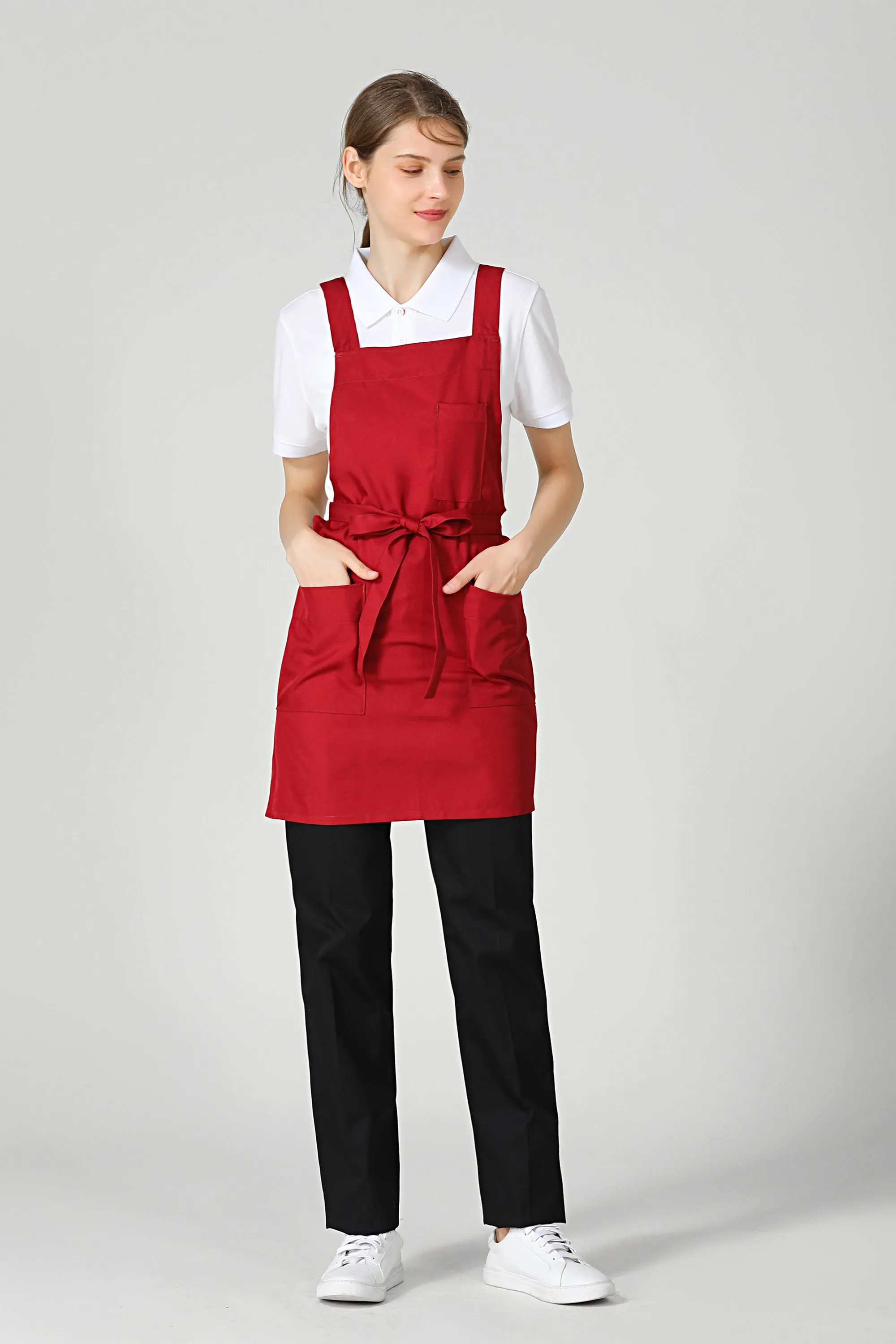 Gretel Maroon Service Bib Apron