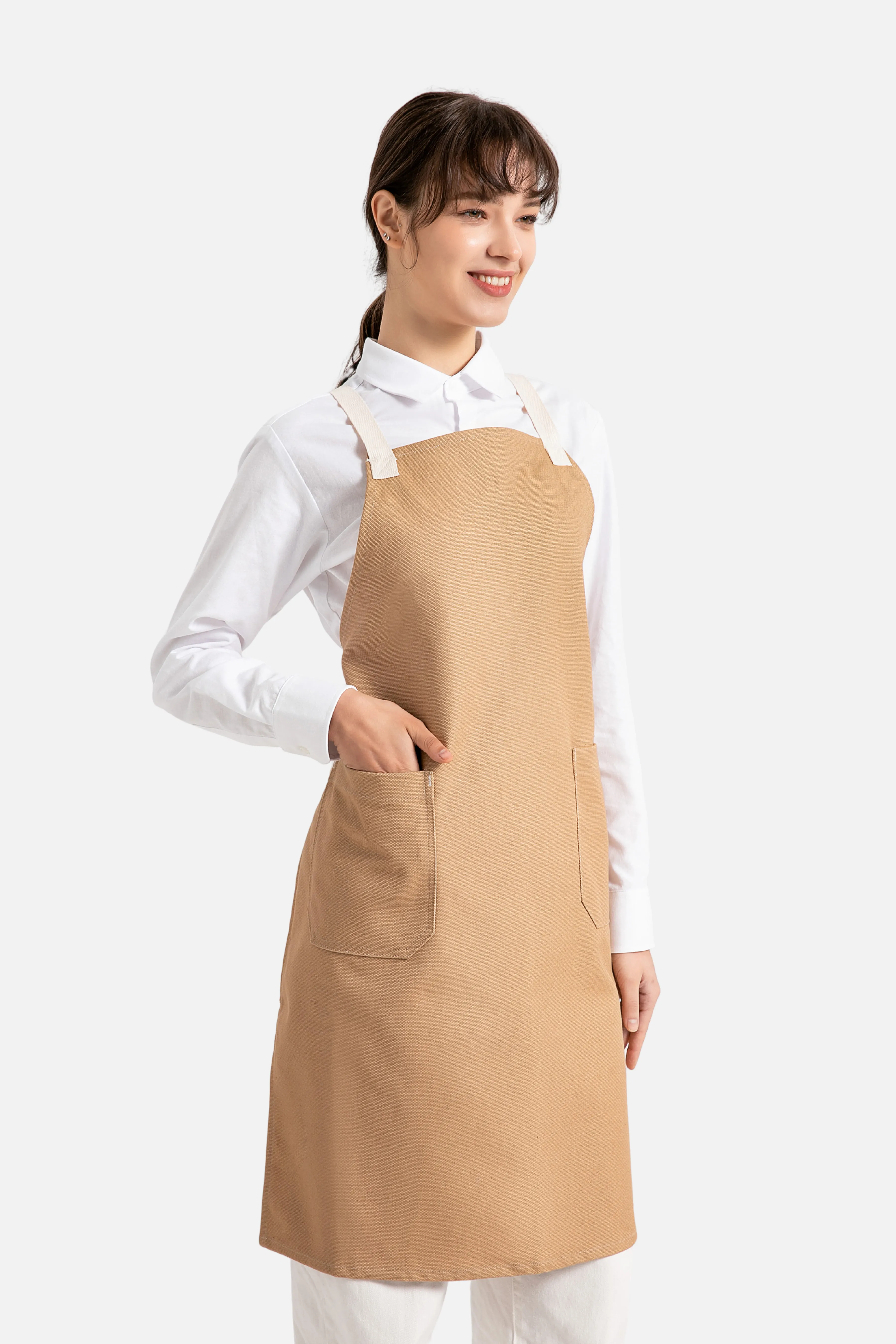 Hayden Khaki Canvas Bib Apron