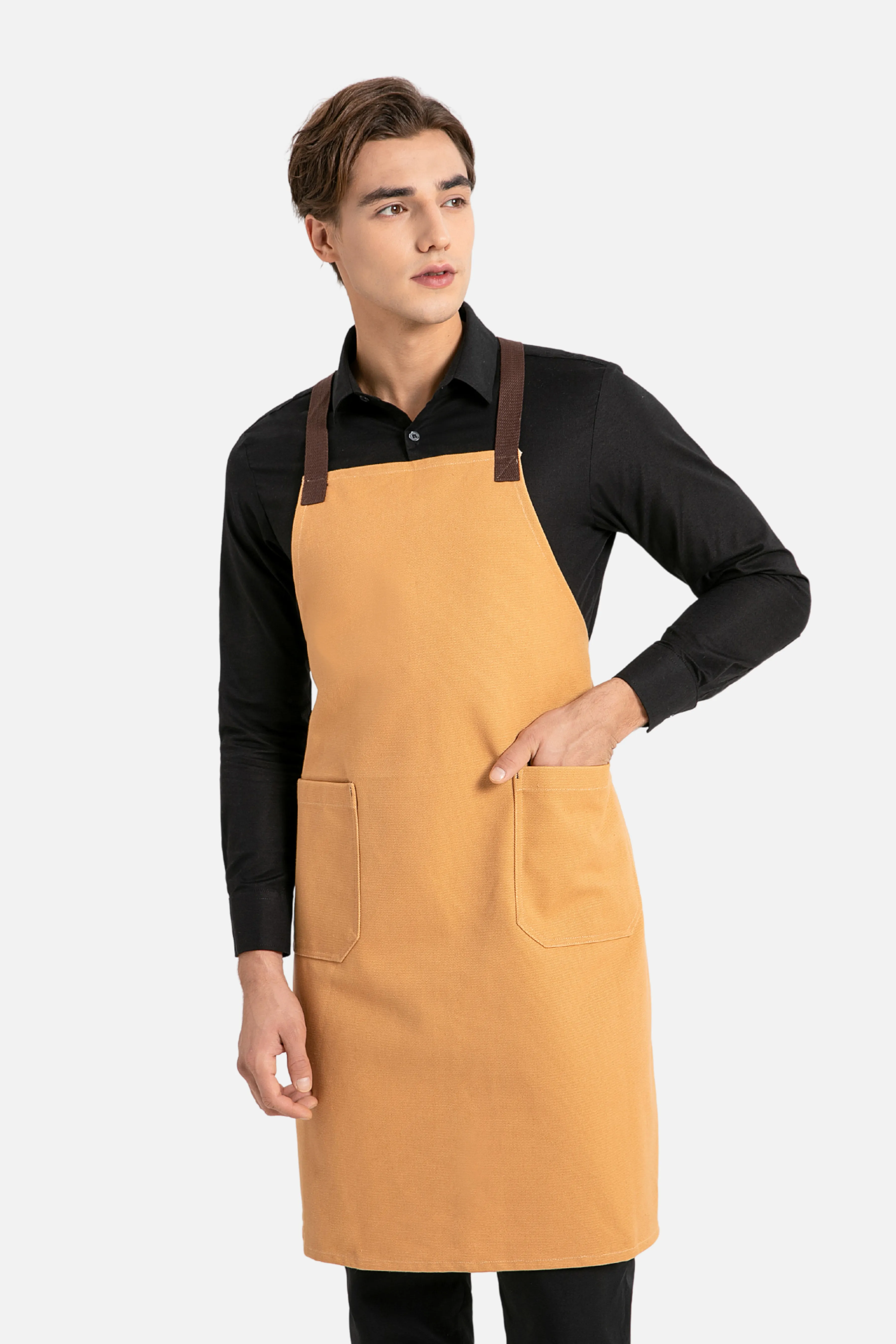 Hayden Mustard Canvas Bib Apron