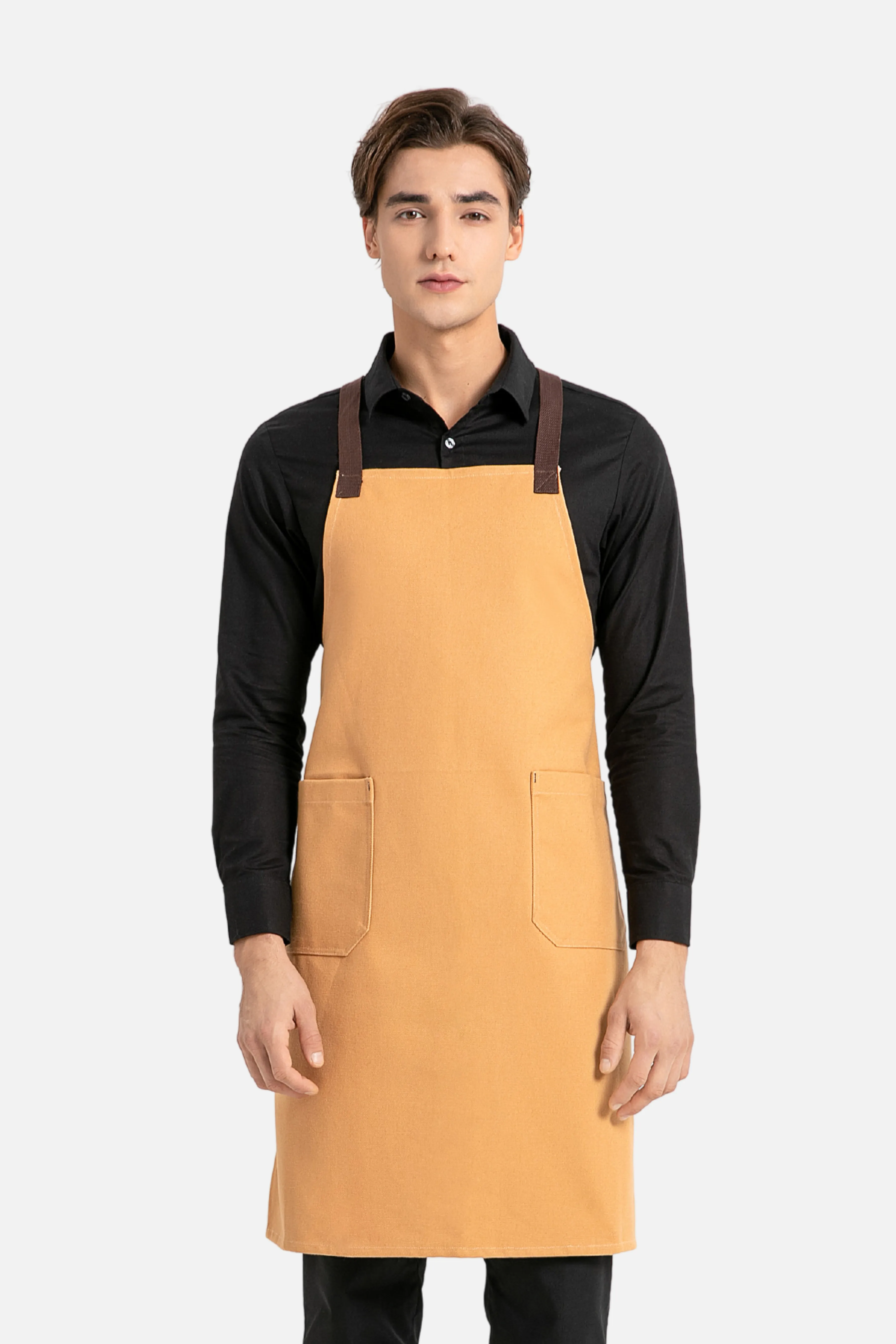 Hayden Mustard Canvas Bib Apron