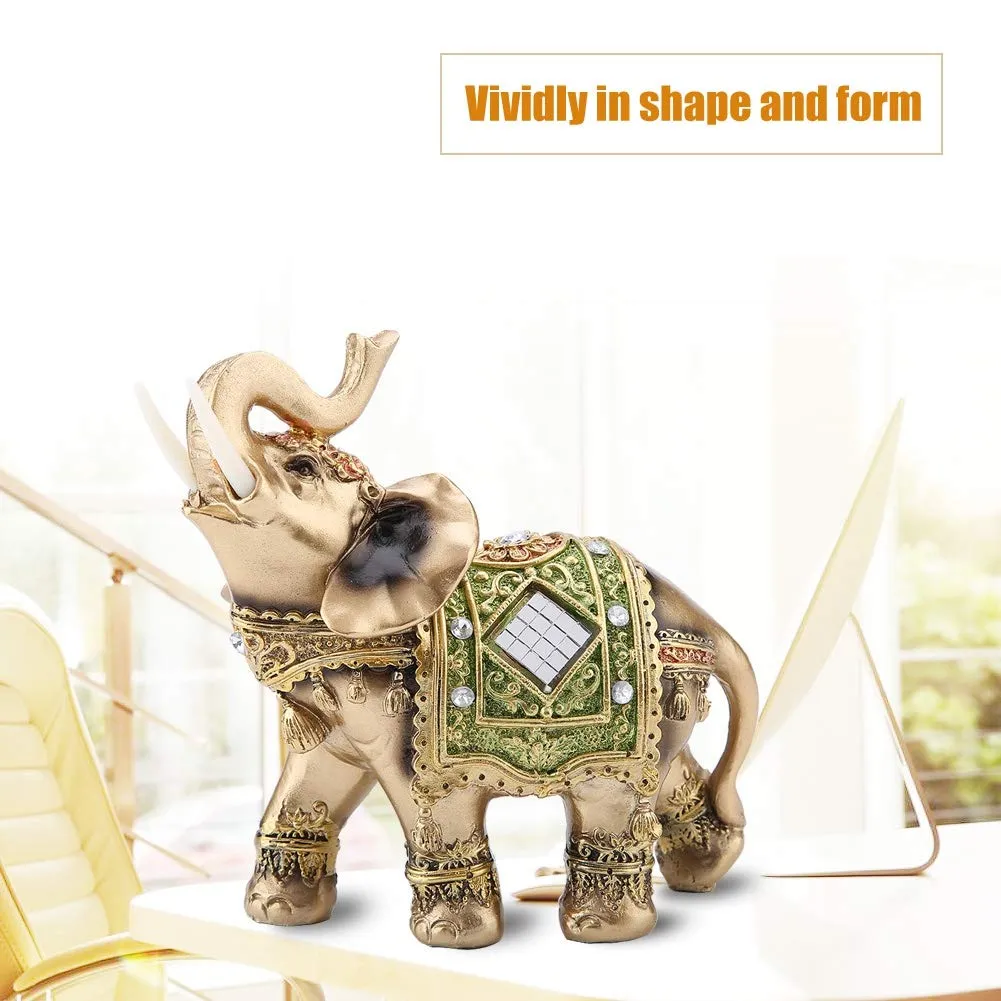 Hilitand Elephant Statue,Lucky Feng Shui Green Elephant Statue Sculpture Wealth Figurine Gift,for Home, Office, Hotel or CafeL