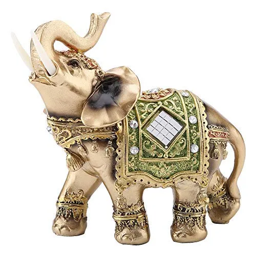 Hilitand Elephant Statue,Lucky Feng Shui Green Elephant Statue Sculpture Wealth Figurine Gift,for Home, Office, Hotel or CafeL