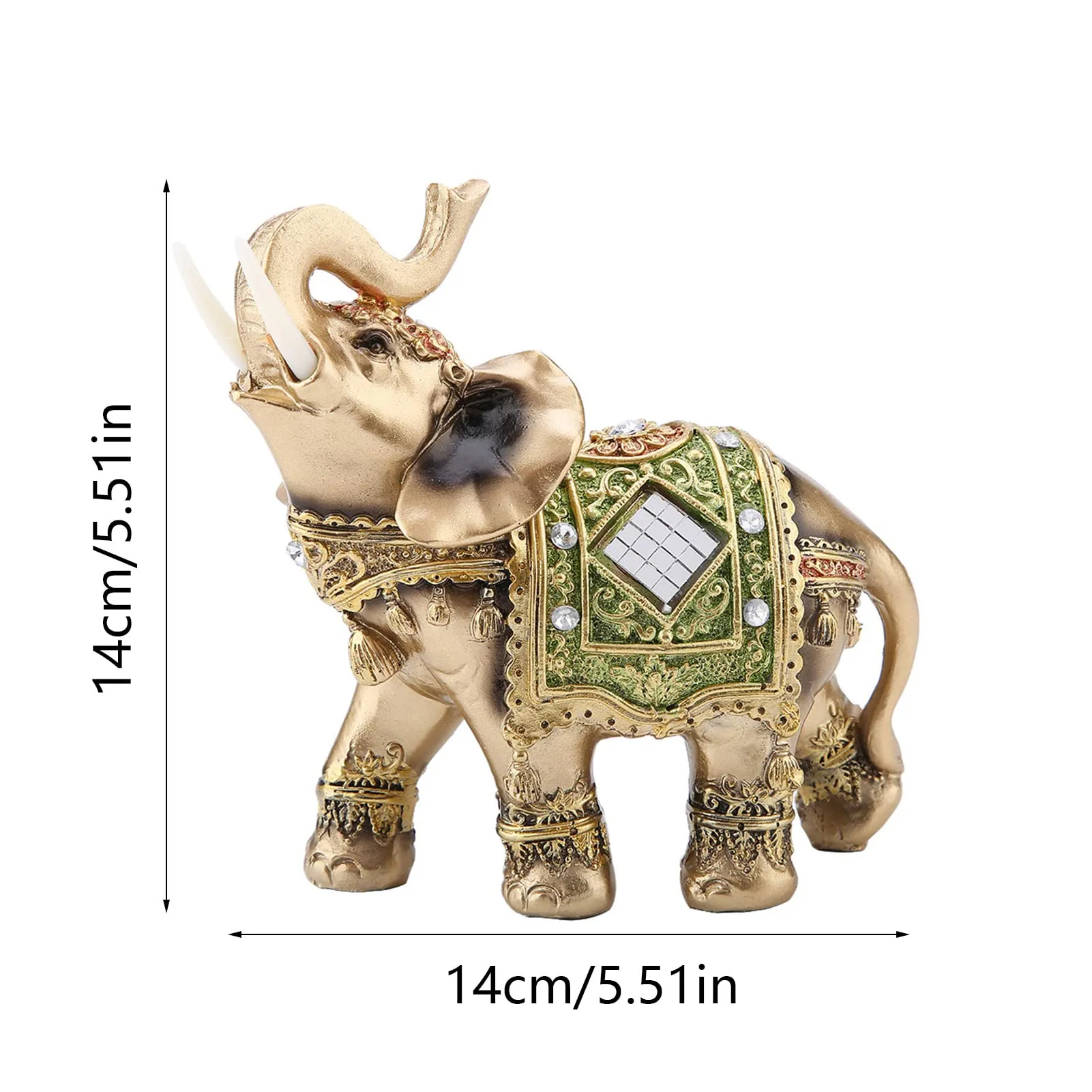 Hilitand Elephant Statue,Lucky Feng Shui Green Elephant Statue Sculpture Wealth Figurine Gift,for Home, Office, Hotel or CafeL