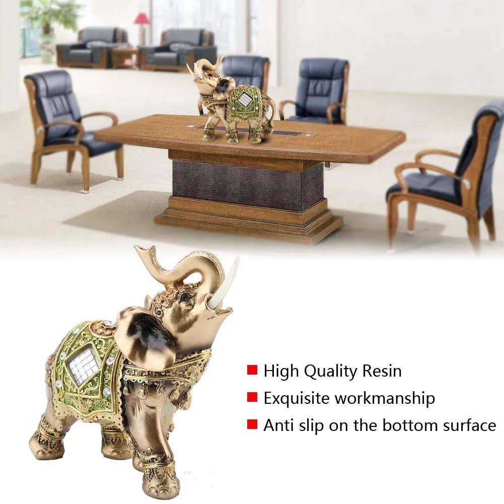 Hilitand Elephant Statue,Lucky Feng Shui Green Elephant Statue Sculpture Wealth Figurine Gift,for Home, Office, Hotel or CafeL