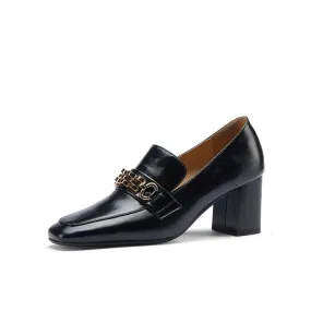 Ida Black Heel Loafers