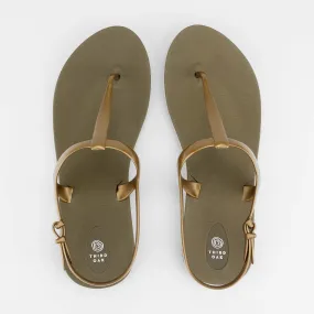 Journey T-Strap Sandals in Moss Gold