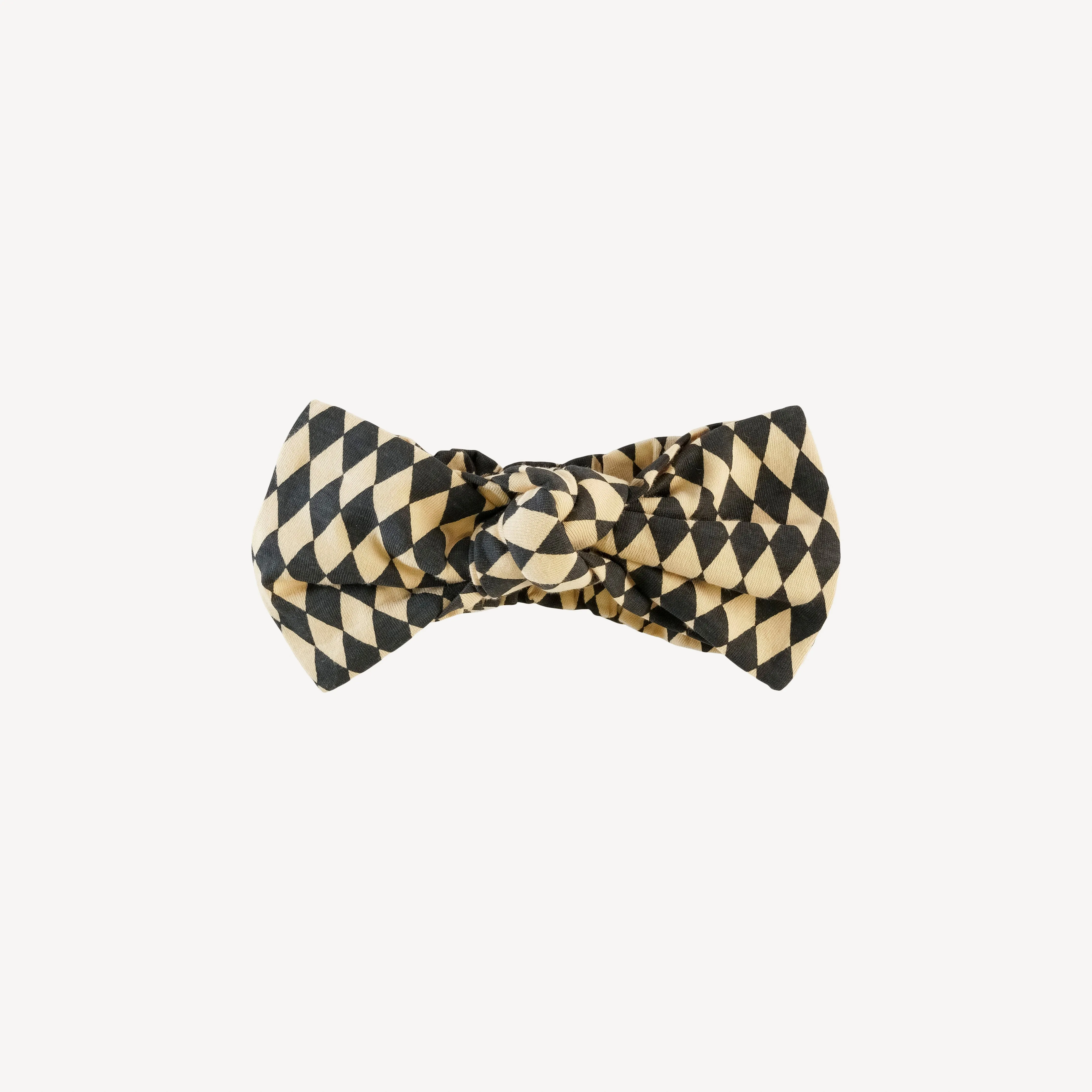 large bow elastic headband | black harlequin | organic cotton jersey