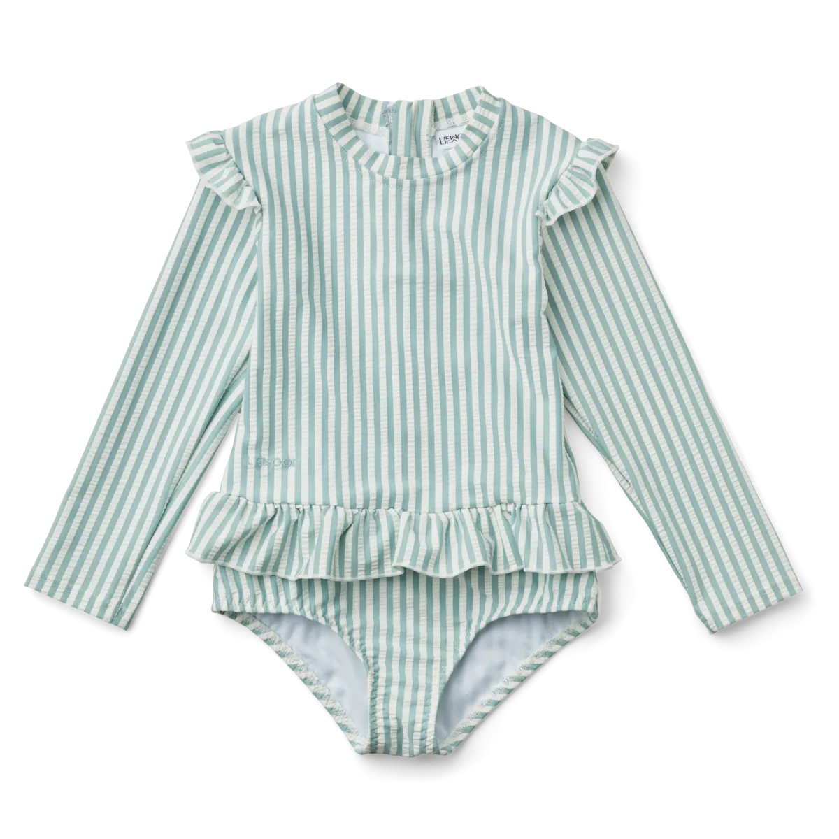 Liewood Sille Seersucker SwimSuit | Y/D Stripe: Sea Blue/WhIte