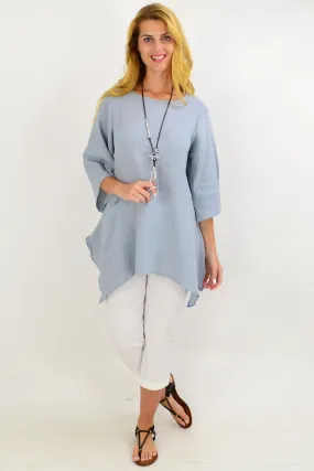 Light Grey Cotton Pocket Tunic Top