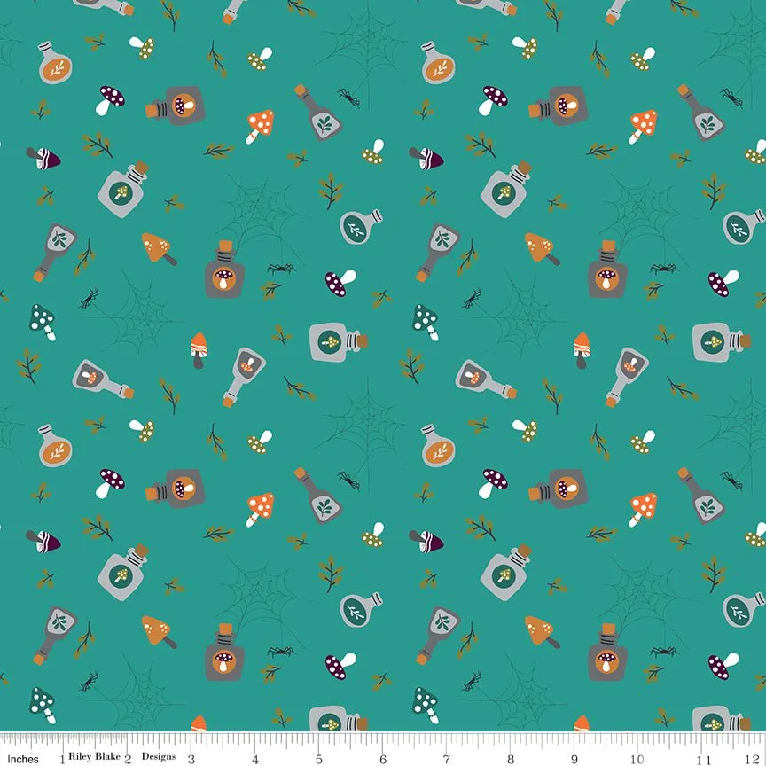 Little Witch Potions Light Teal Yardage by Jennifer Long | Riley Blake Designs