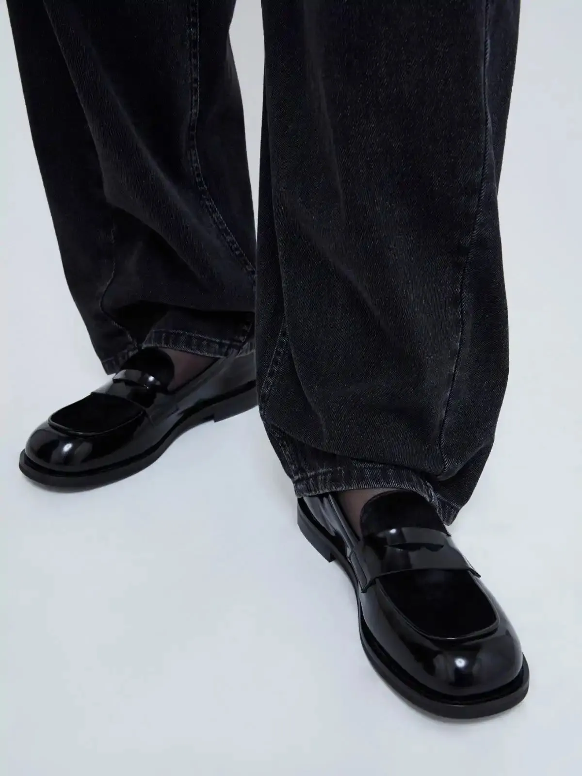 Loafers with ponyskin detail - Black