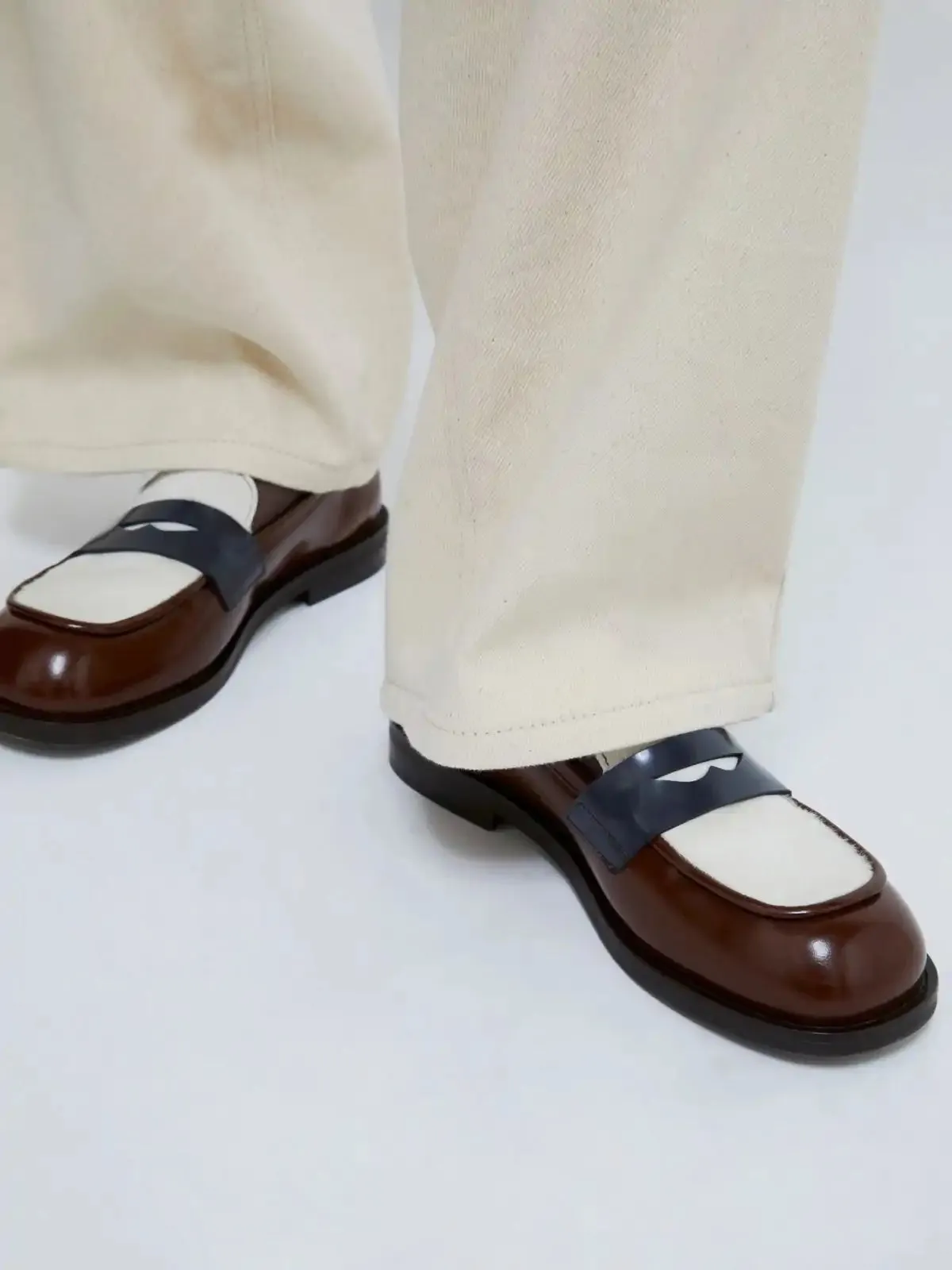 Loafers with ponyskin detail - Chocolate