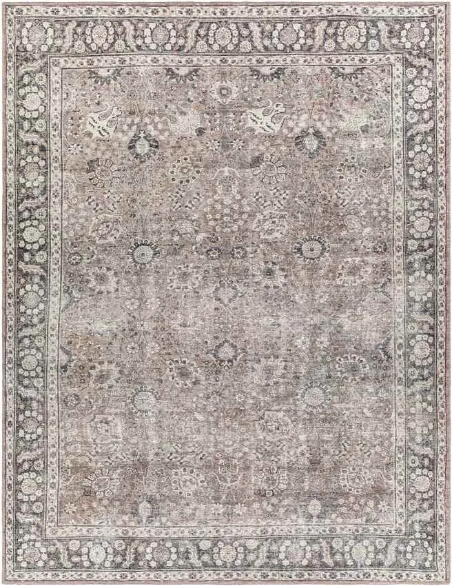 Long Beach Traditional Brown Washable Area Rug