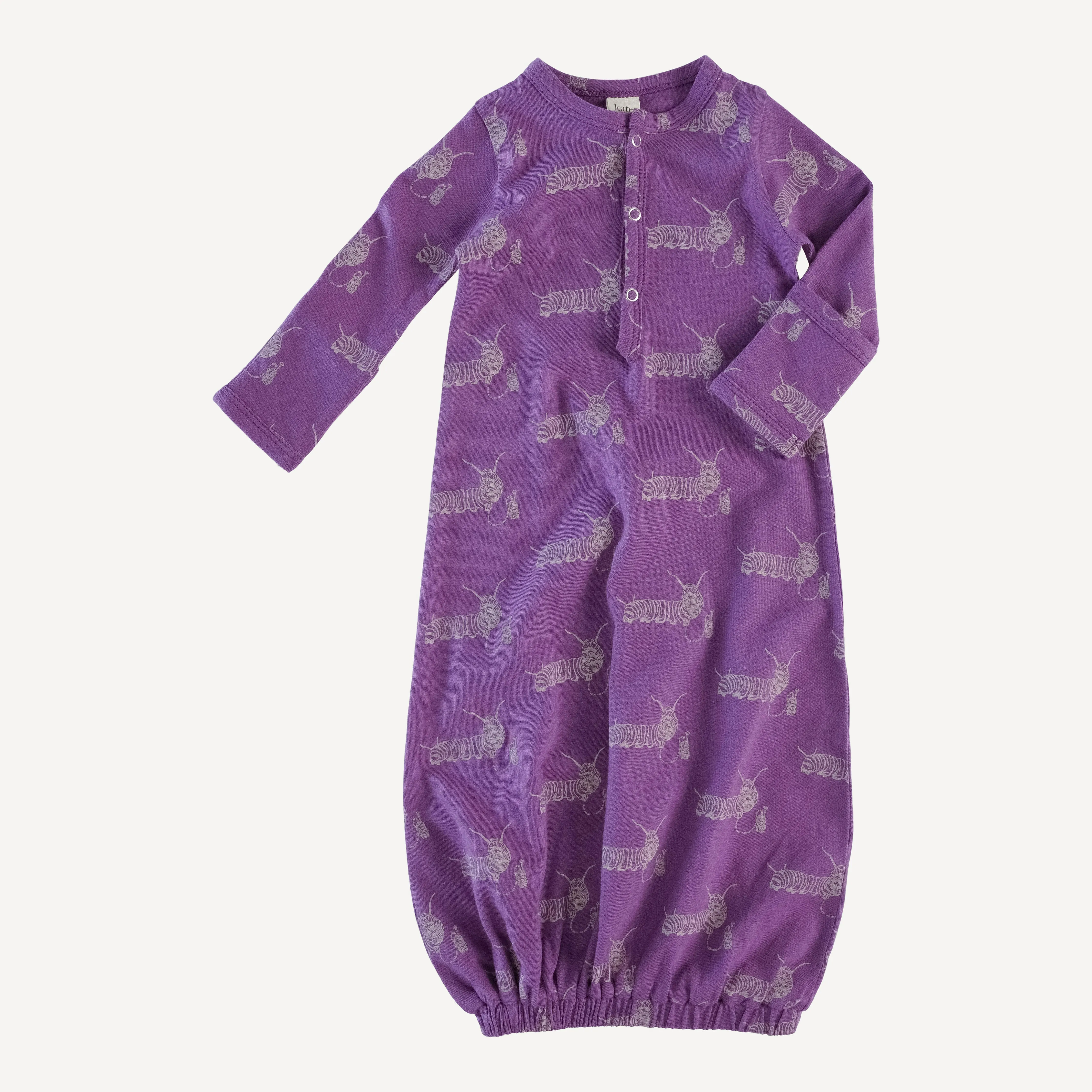 long sleeve classic infant sacque | plum caterpillar | organic cotton jersey