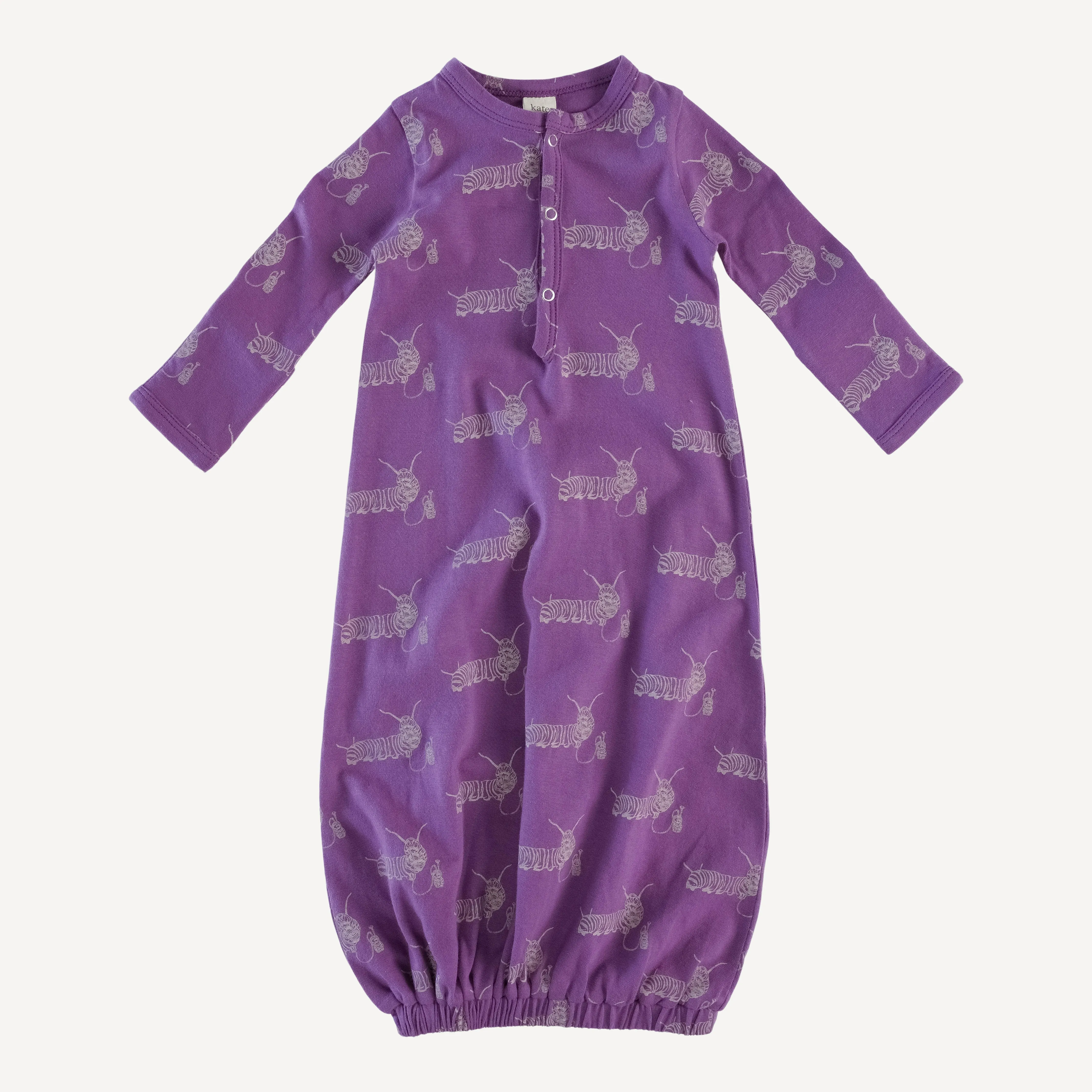 long sleeve classic infant sacque | plum caterpillar | organic cotton jersey