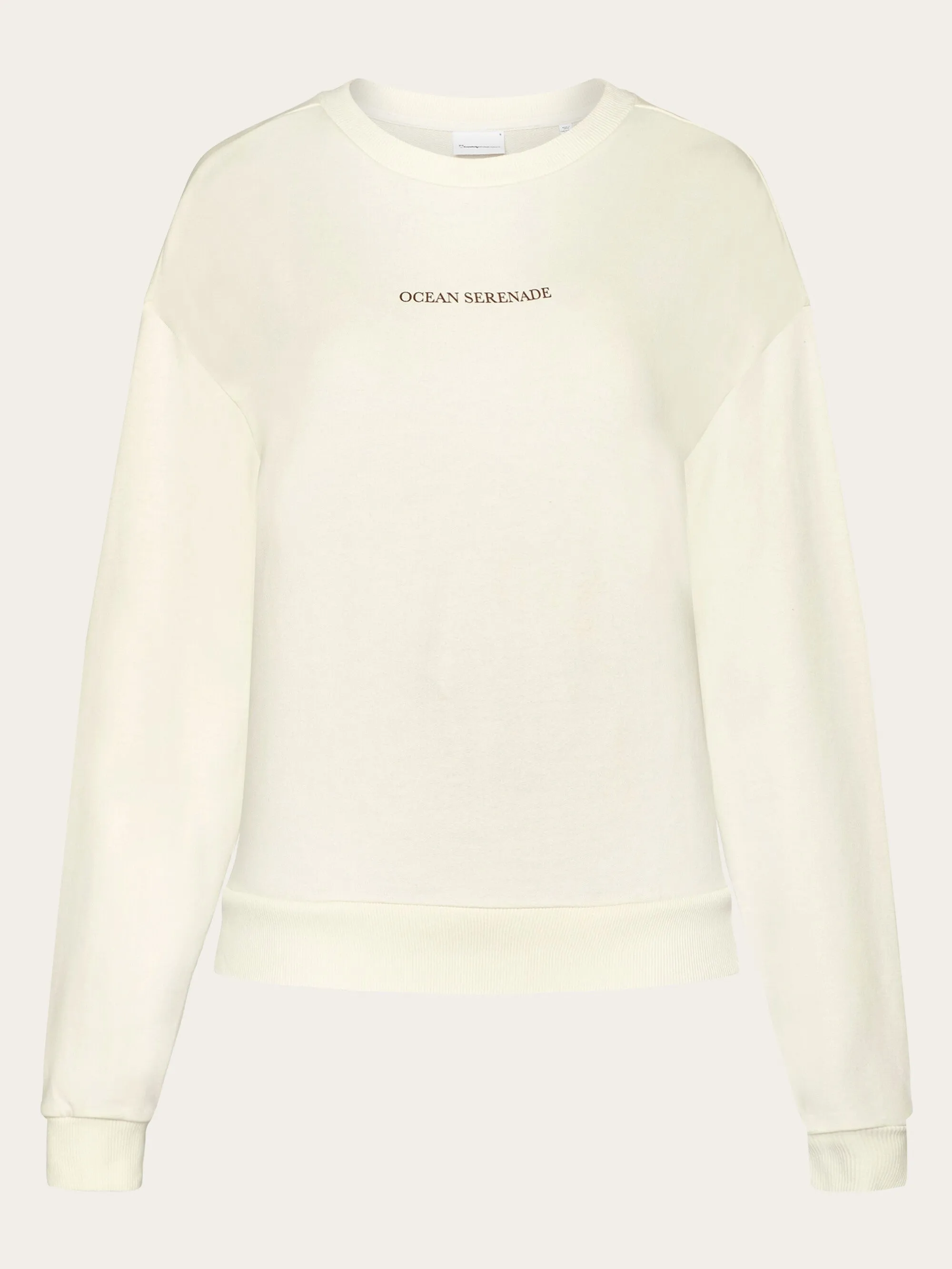 Loose back printed crew neck sweat - Egret