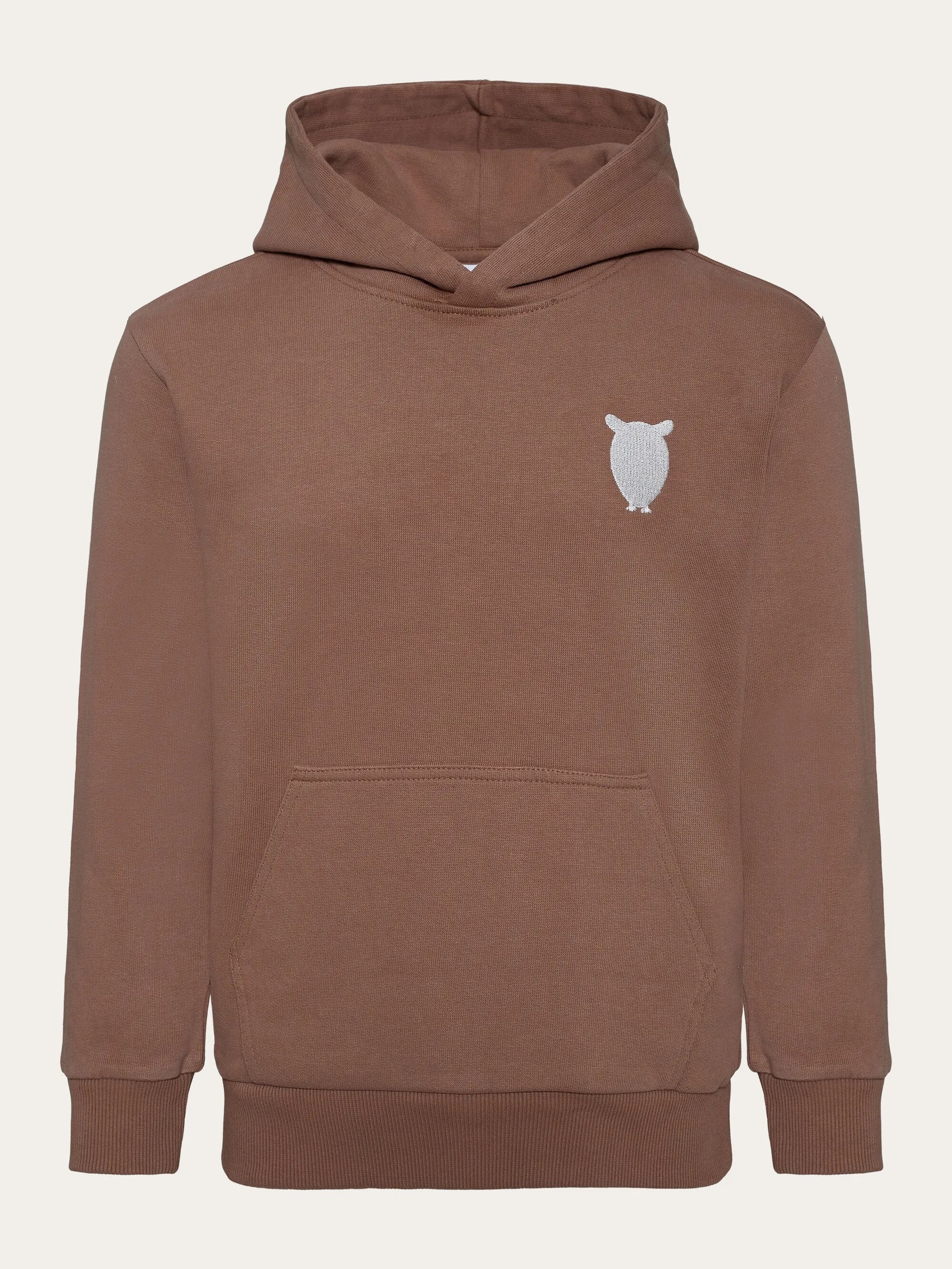 Loose fit hood sweat with logo embr - GOTS/Vegan - Chocolate Malt