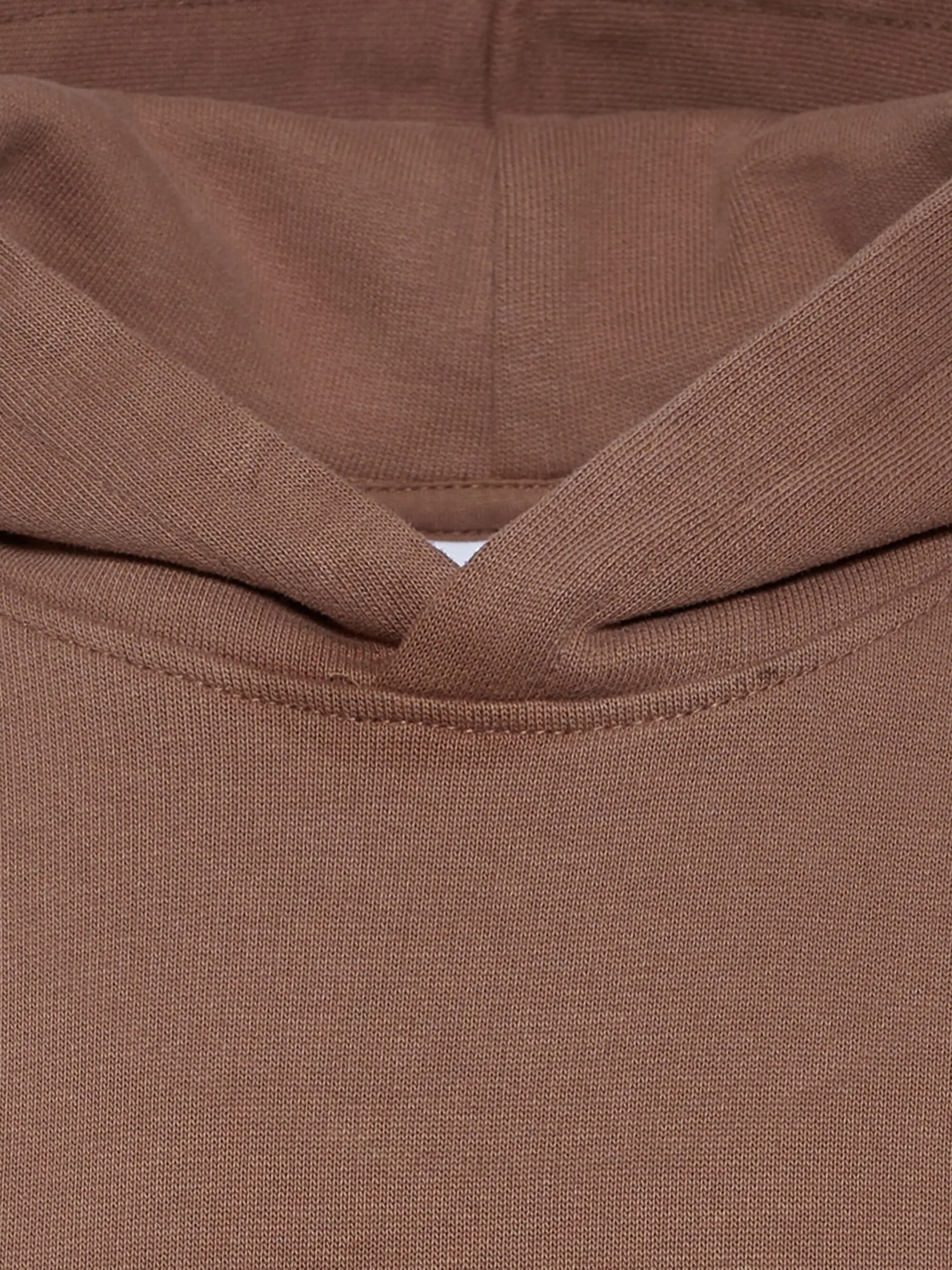 Loose fit hood sweat with logo embr - GOTS/Vegan - Chocolate Malt