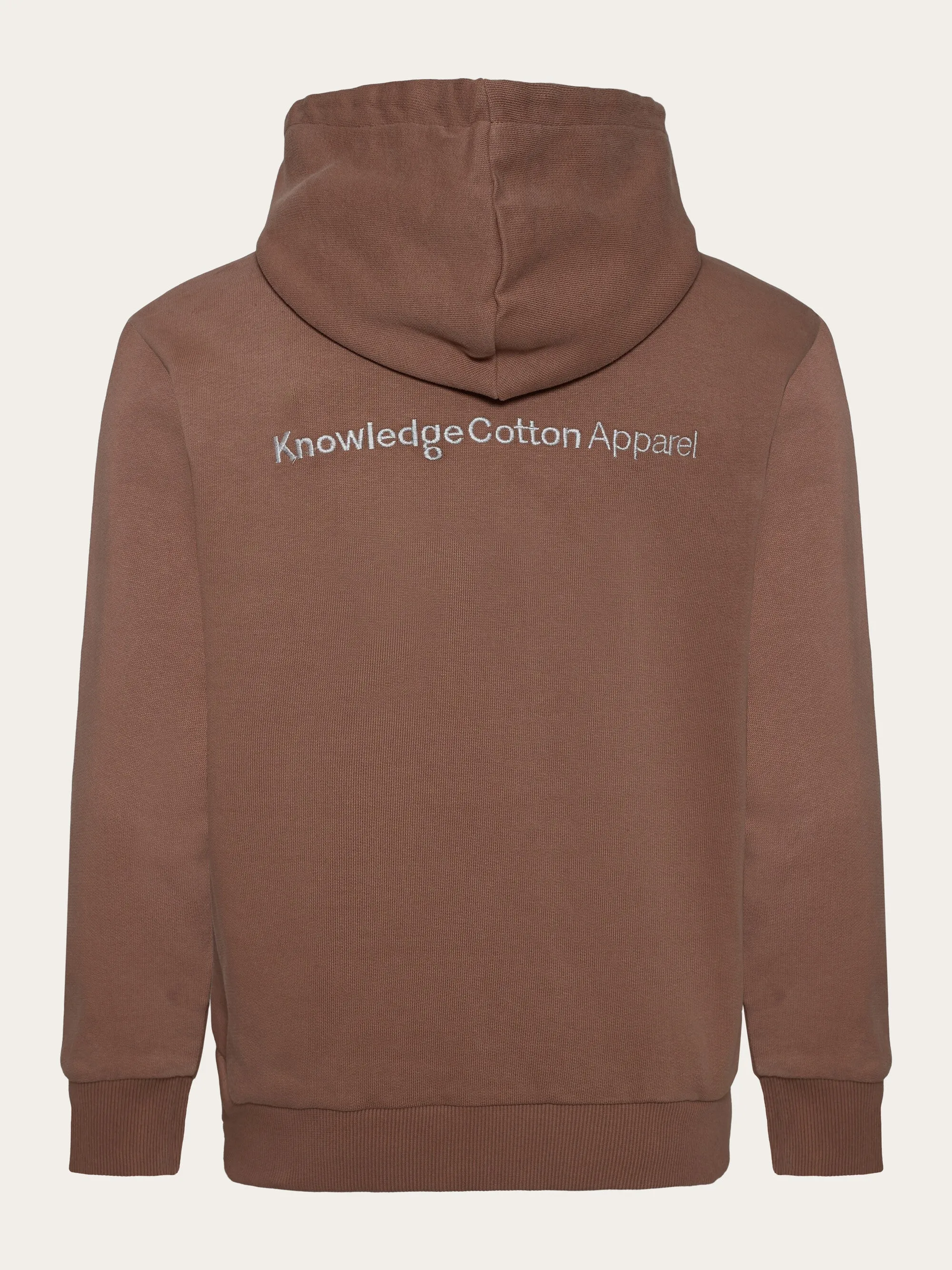 Loose fit hood sweat with logo embr - GOTS/Vegan - Chocolate Malt