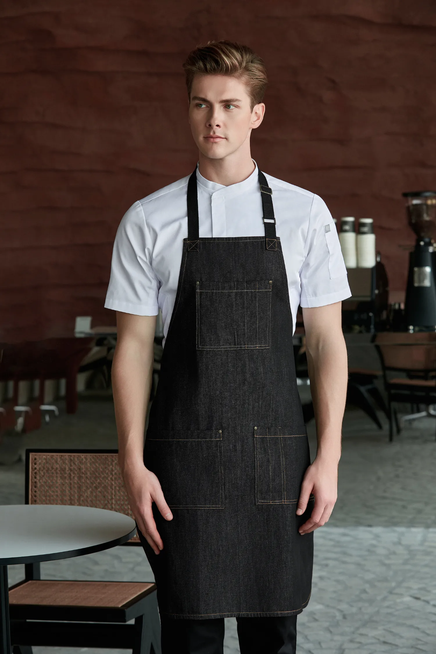 Martis Denim Bib Apron, Black