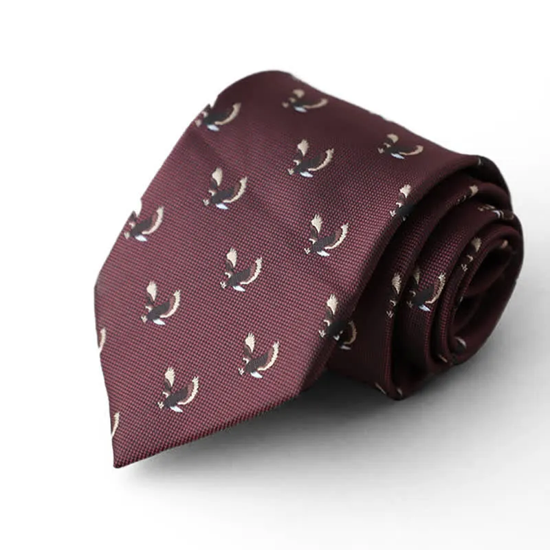 Men's Burgundy Animal Motifs Formal Necktie