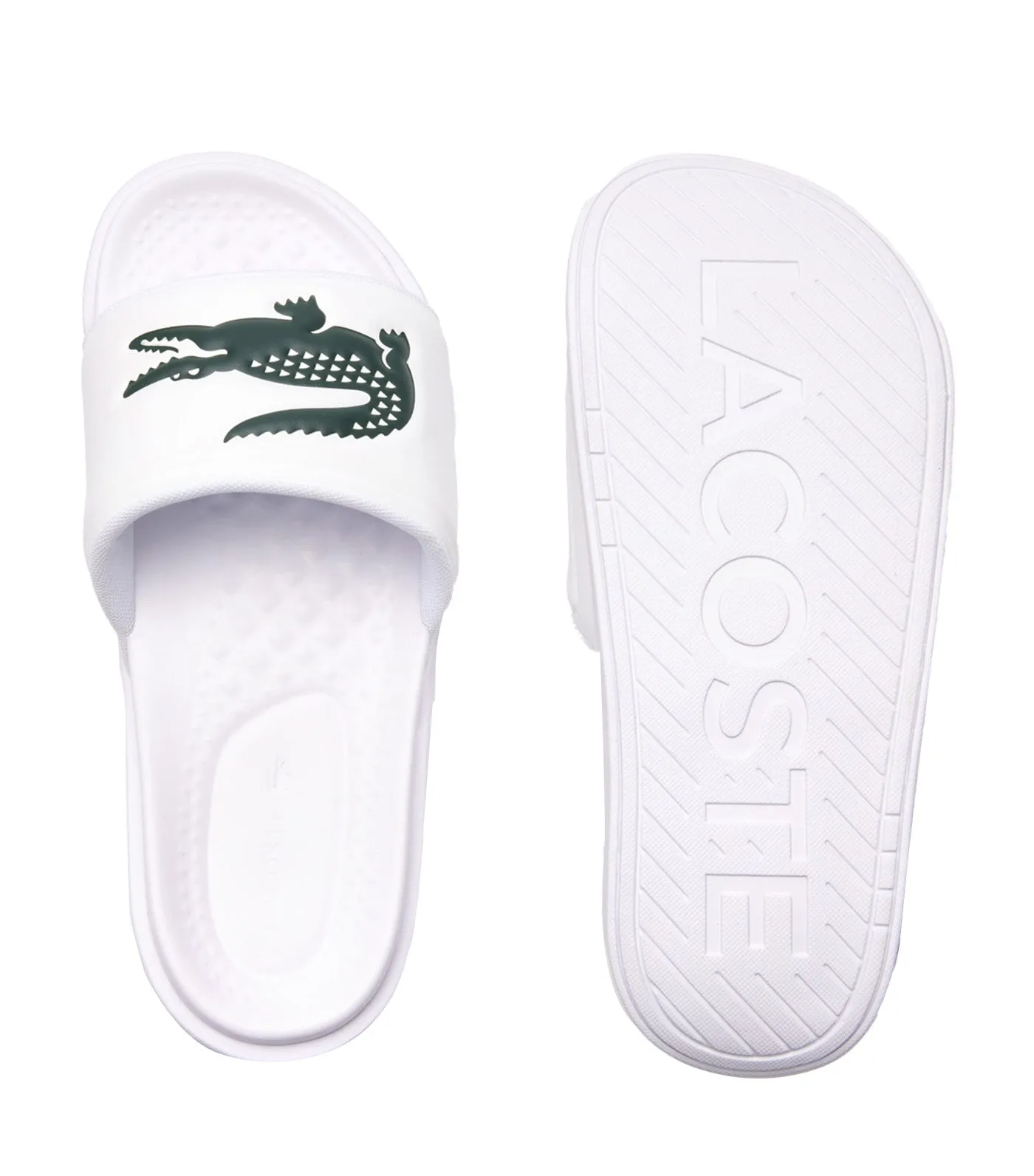 Men's Croco Dualiste Synthetic Logo Strap Slides White/Dark Green