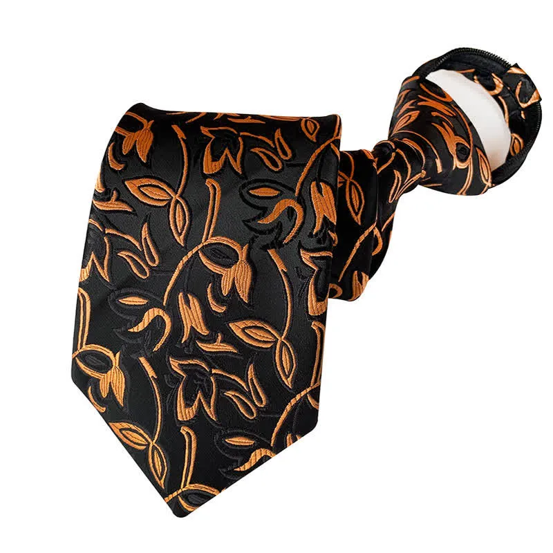 Men's Retro Paisley Zipper Tie Floral Necktie