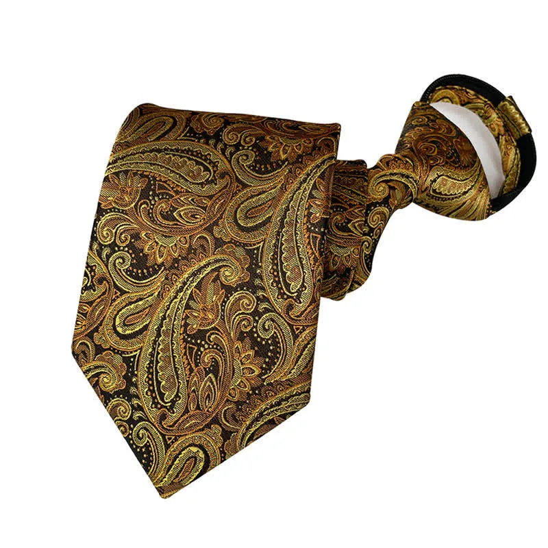 Men's Retro Paisley Zipper Tie Floral Necktie