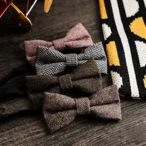 Men's Simple Tweed Wool Blend Bow Tie