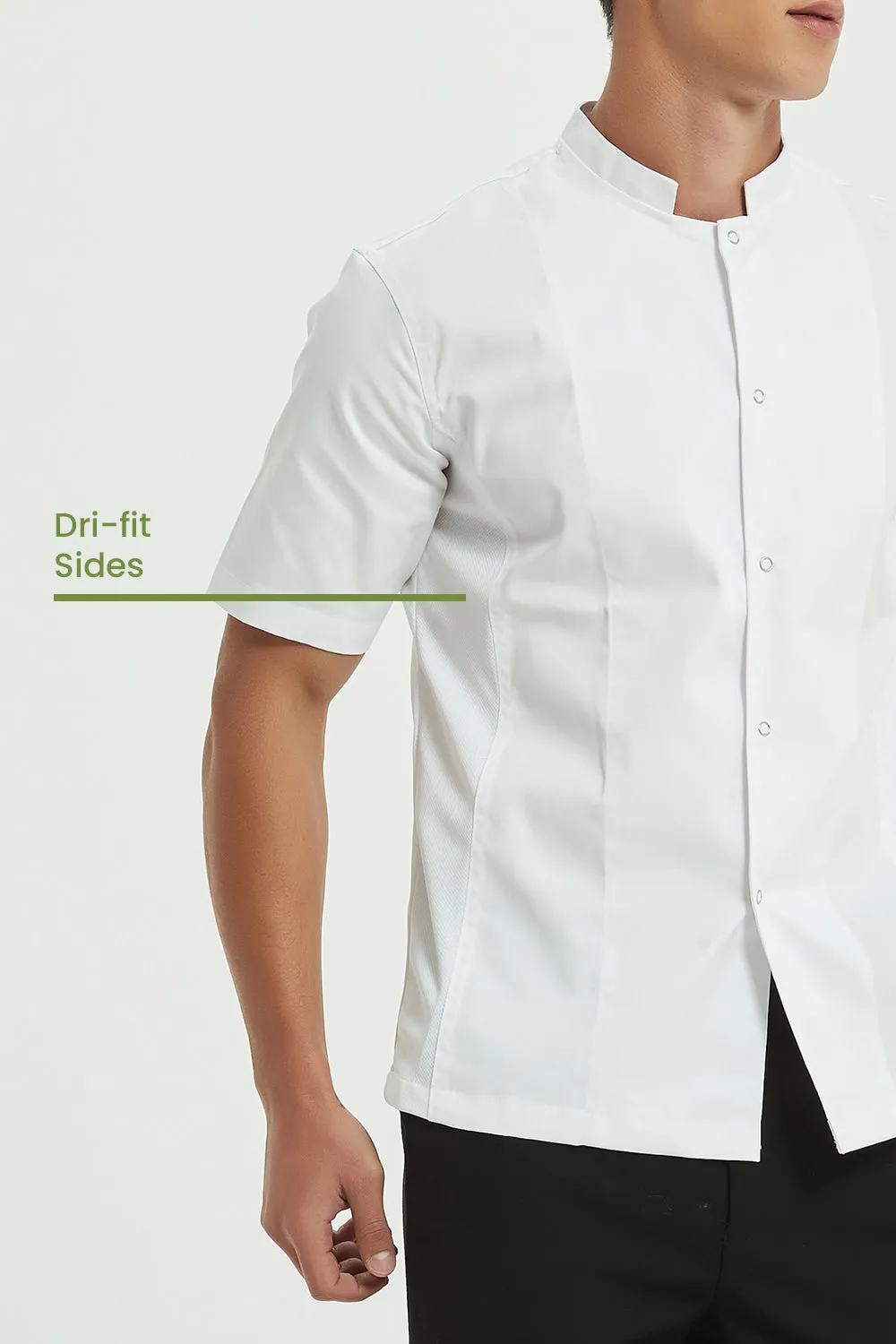 Mint White Chef Jacket, Short Sleeve