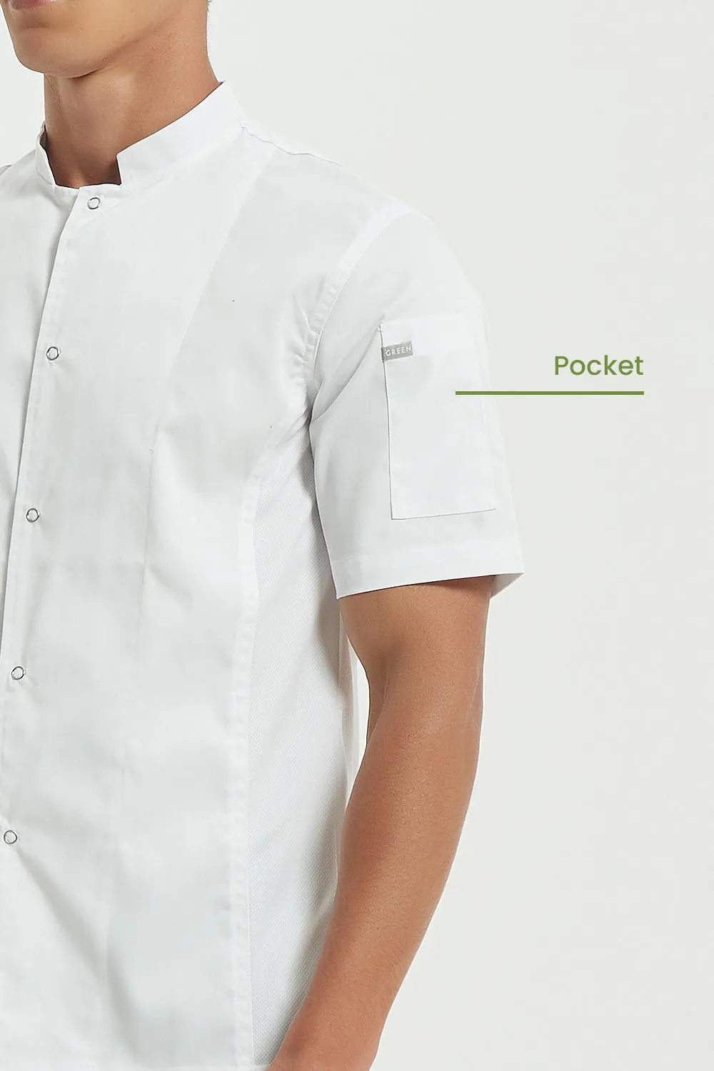 Mint White Chef Jacket, Short Sleeve