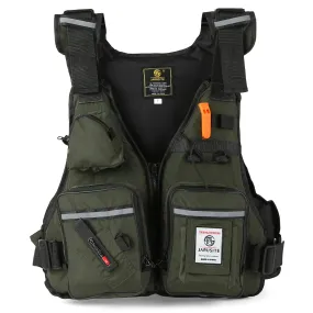 Multi-Pockets Fly Fishing Jacket Buoyancy Vest with Water Bottle Holder