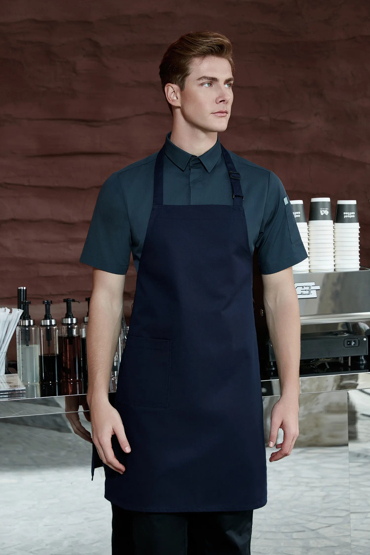 Navy Blue Bib Apron