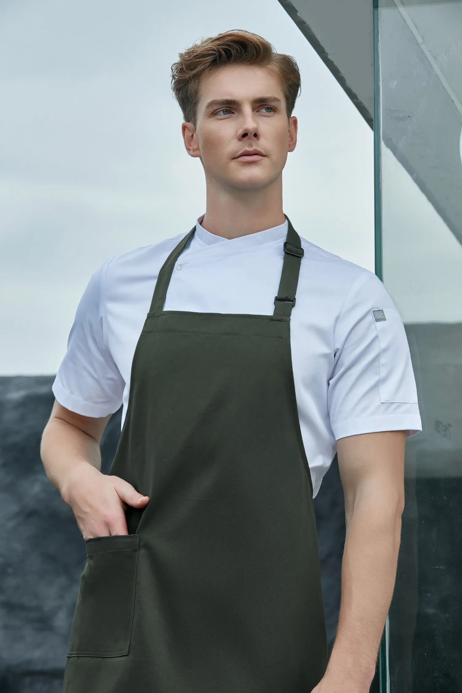 Olive Green Bib Apron