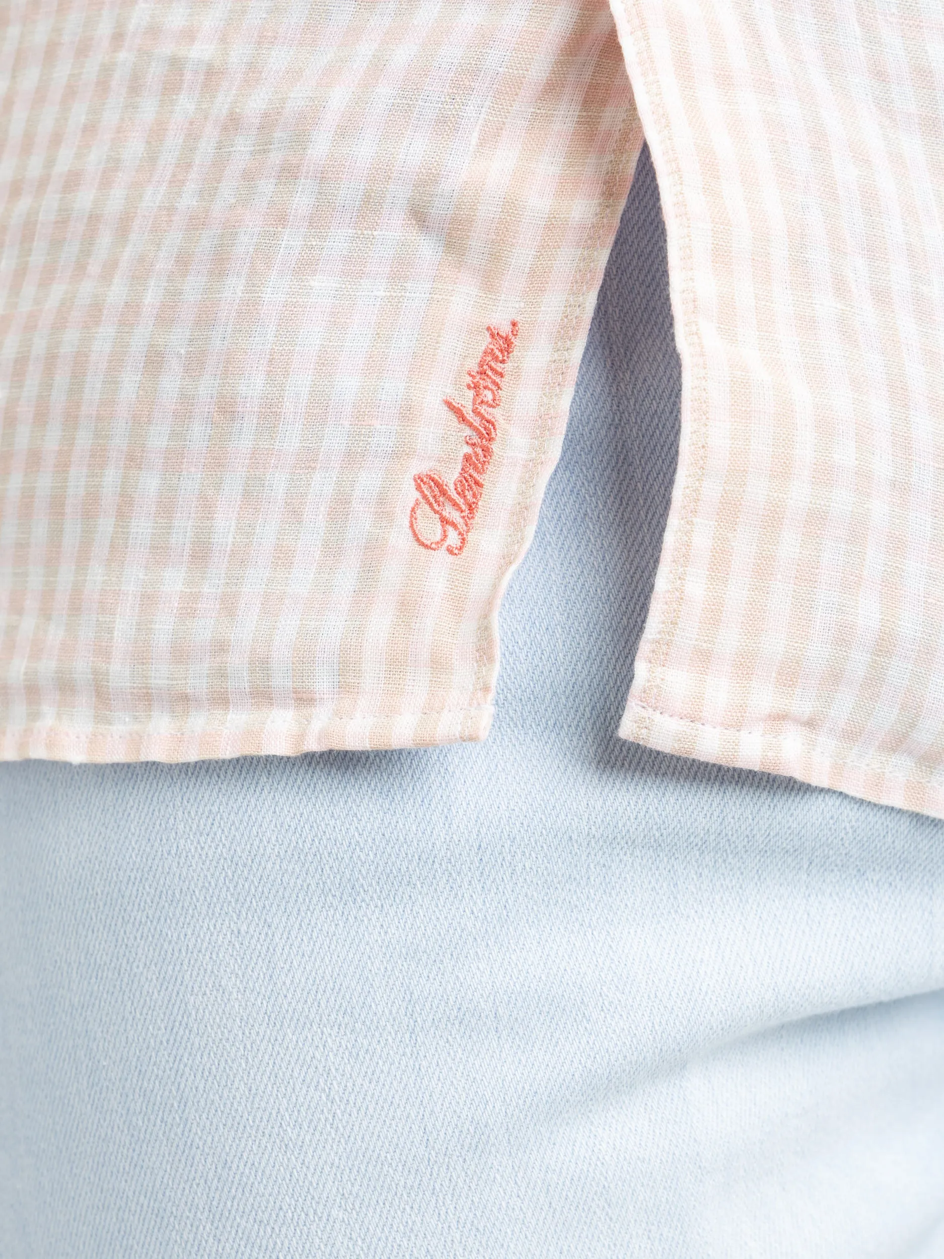 Pink Checked Linen Shirt