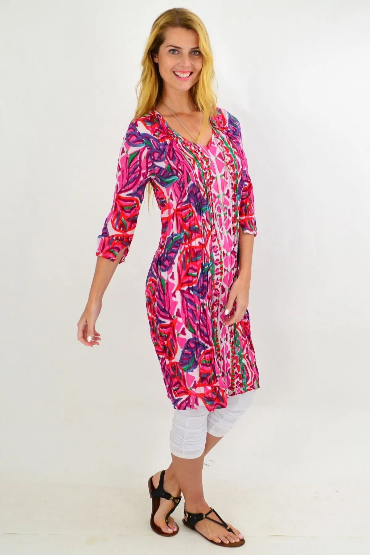 Pink Pattern One Summer Tunic Dress