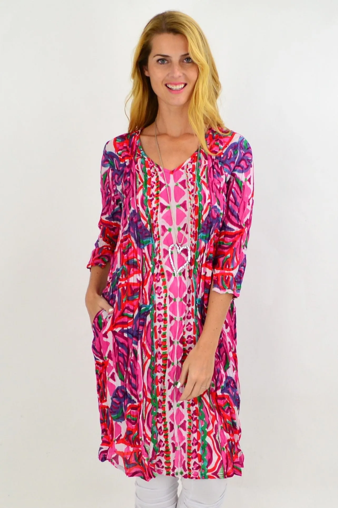 Pink Pattern One Summer Tunic Dress