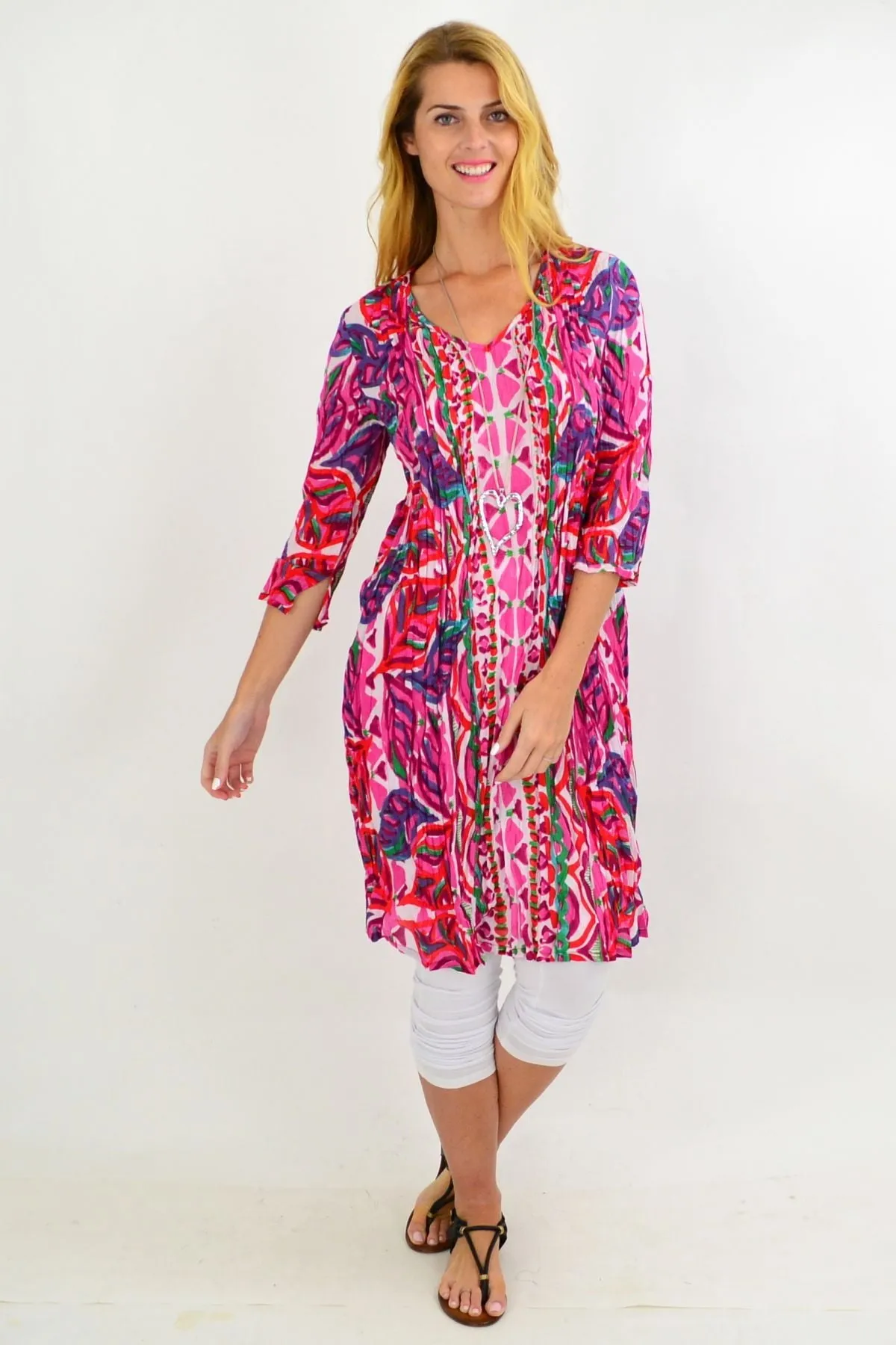 Pink Pattern One Summer Tunic Dress