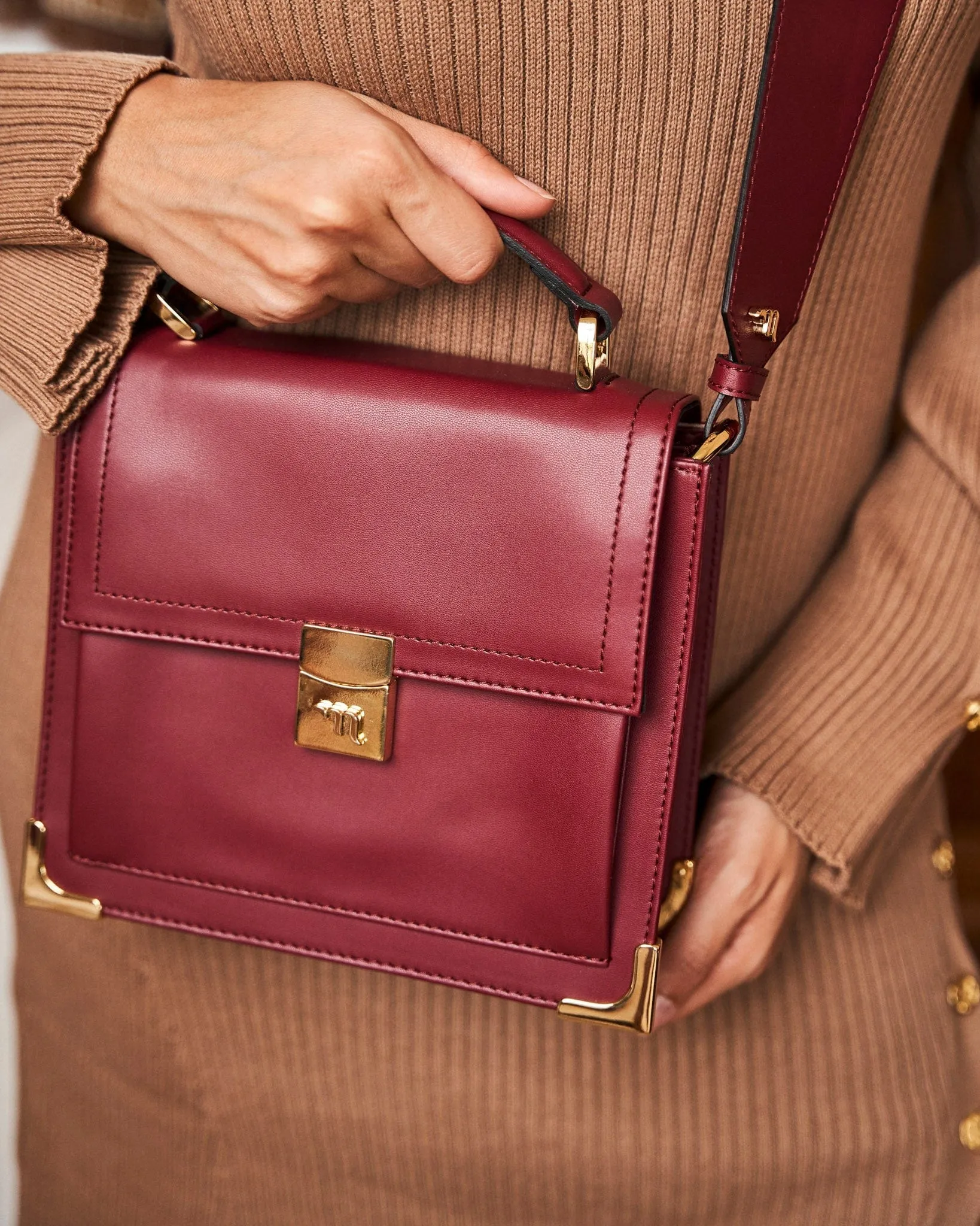 Polar Vegan Grain Leather Mini Satchel | Bordeaux