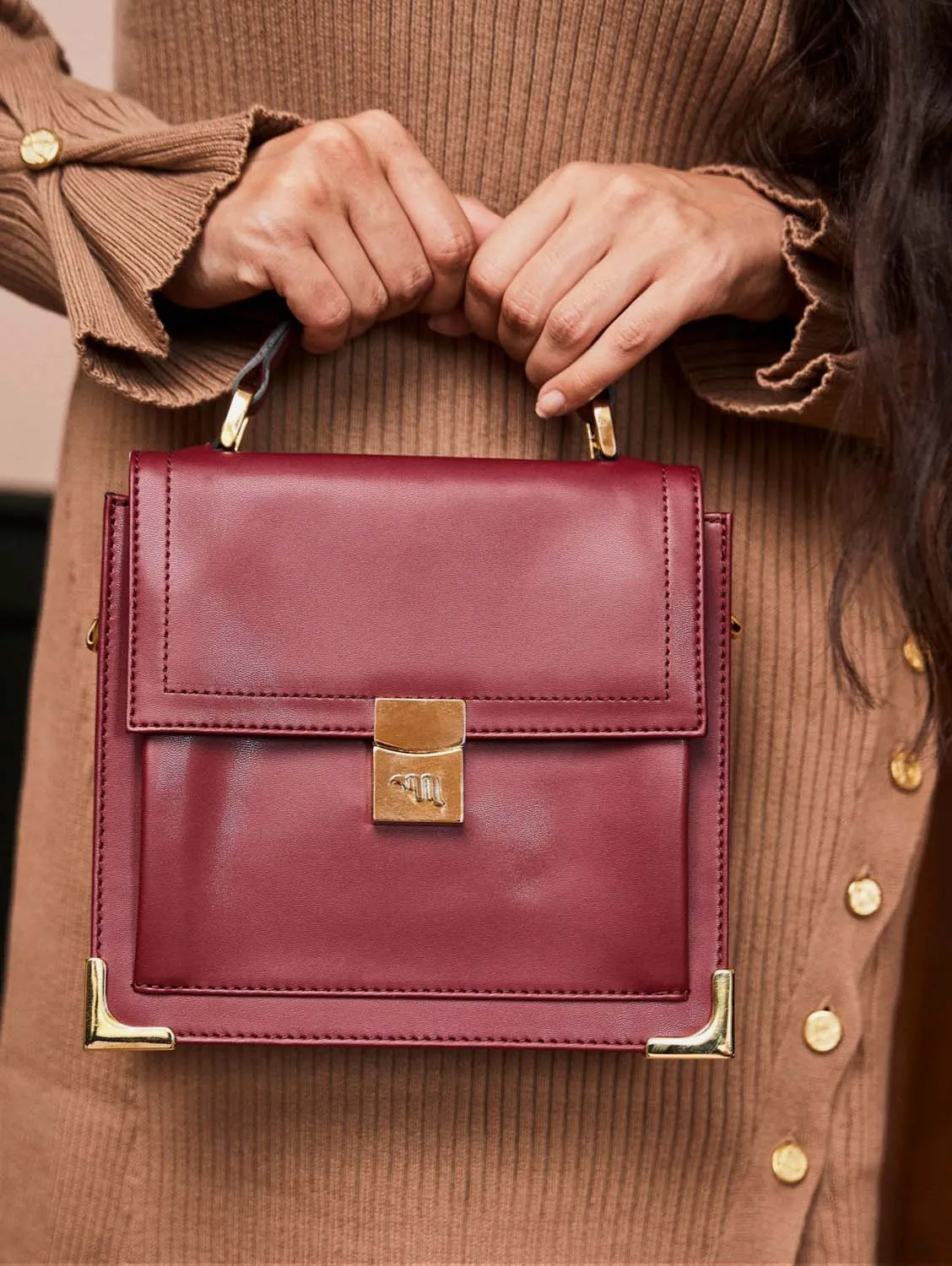 Polar Vegan Grain Leather Mini Satchel | Bordeaux