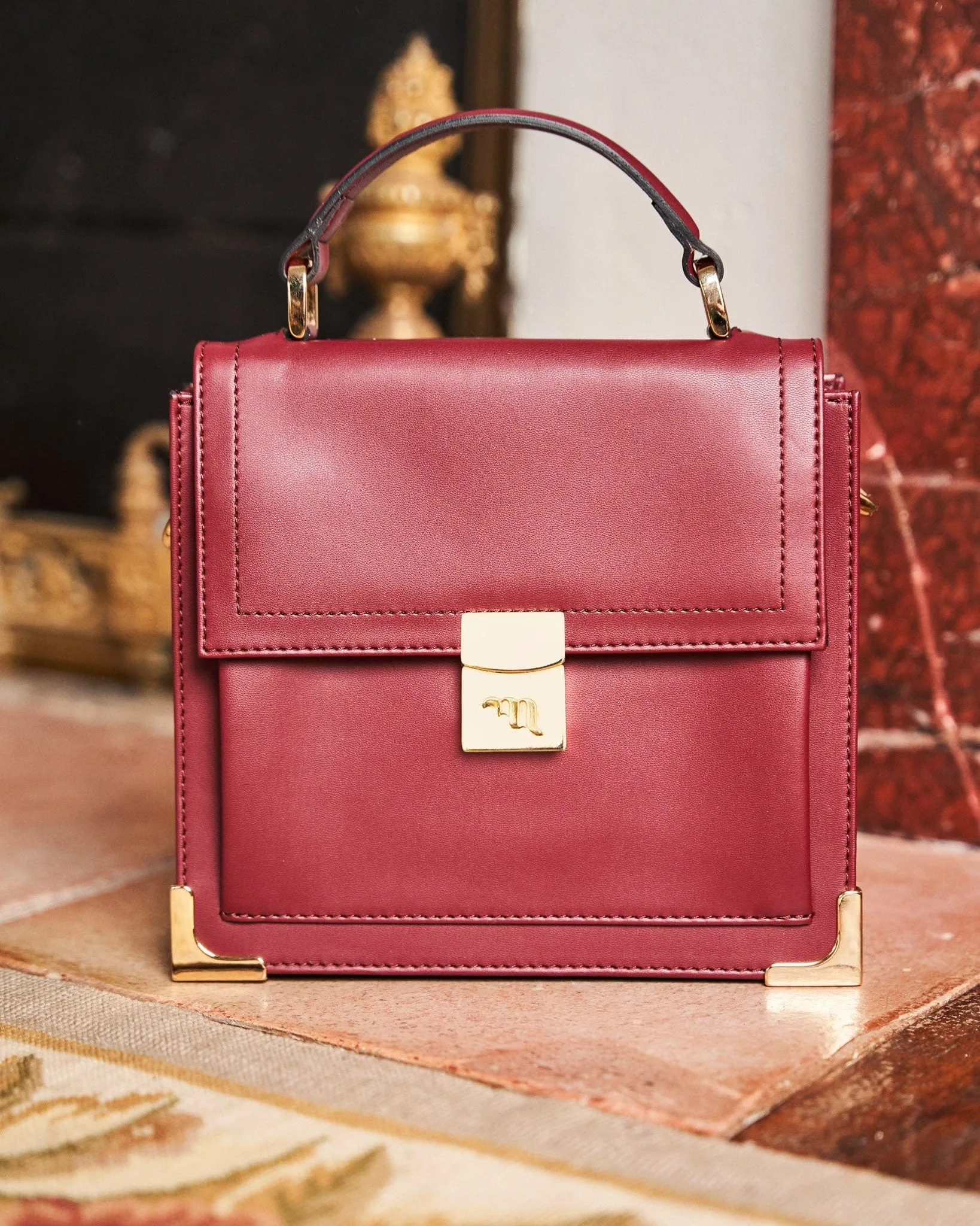 Polar Vegan Grain Leather Mini Satchel | Bordeaux