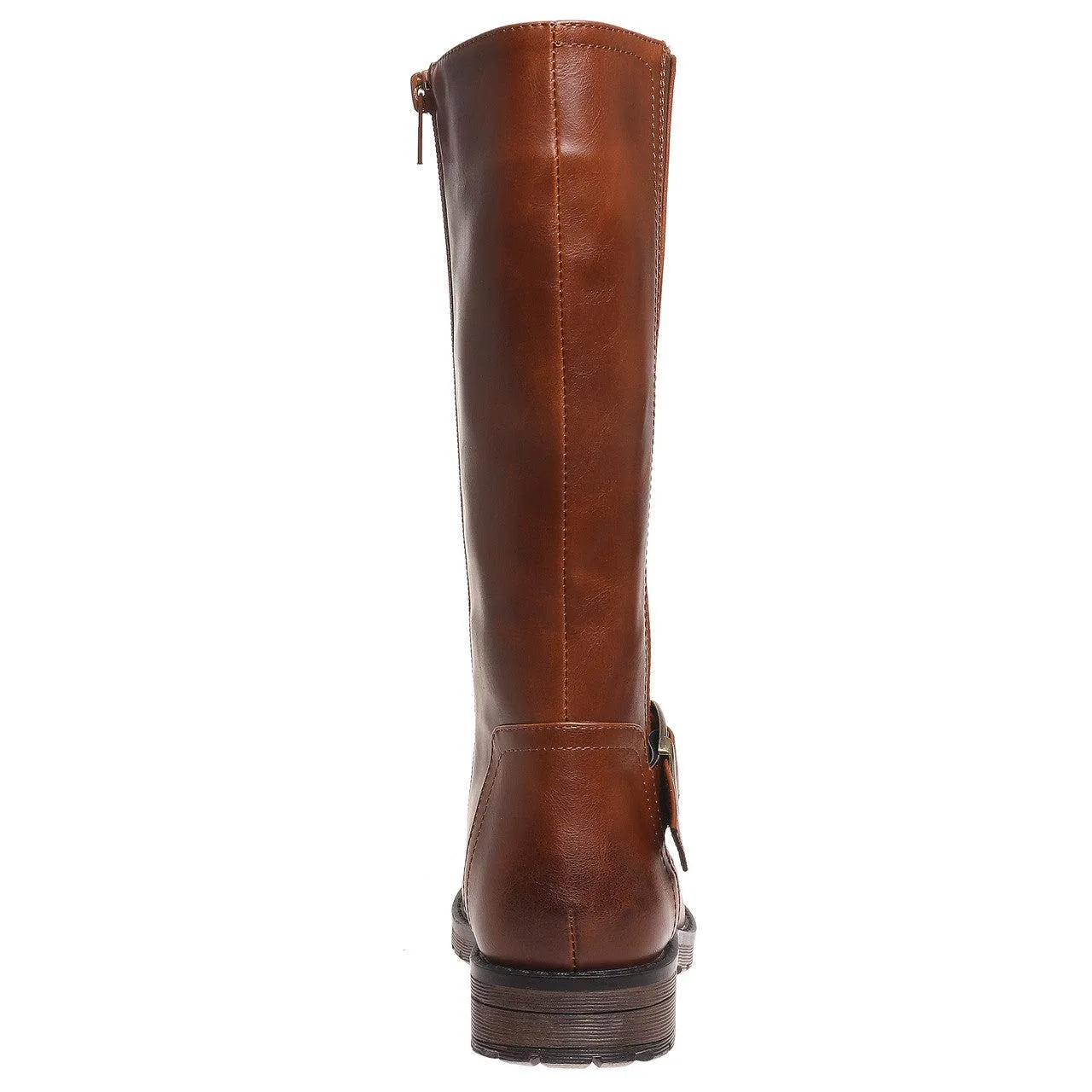 "Hadley" Vegan Leather Kids Riding Boot with Side Zipper (Whiskey)