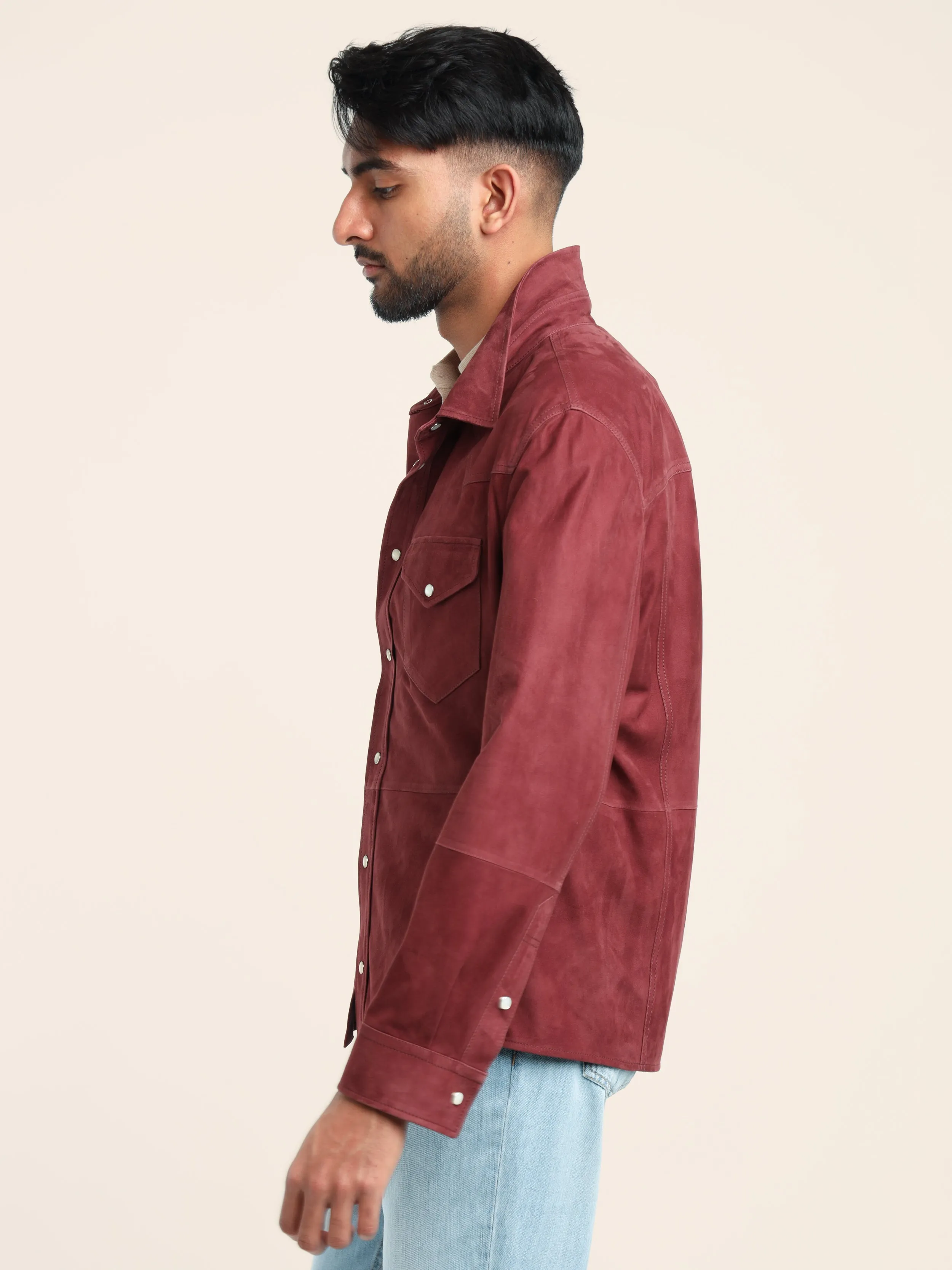 Red Lightweight Suede Shirt